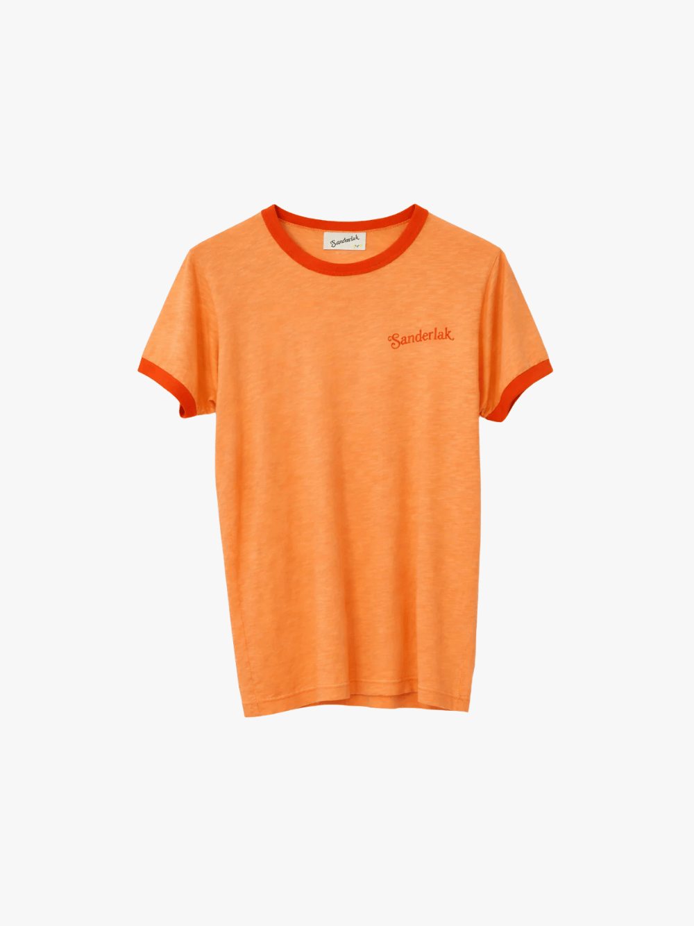 Sander Lak Contrast Rib T‑Shirt Peach Orange Herren