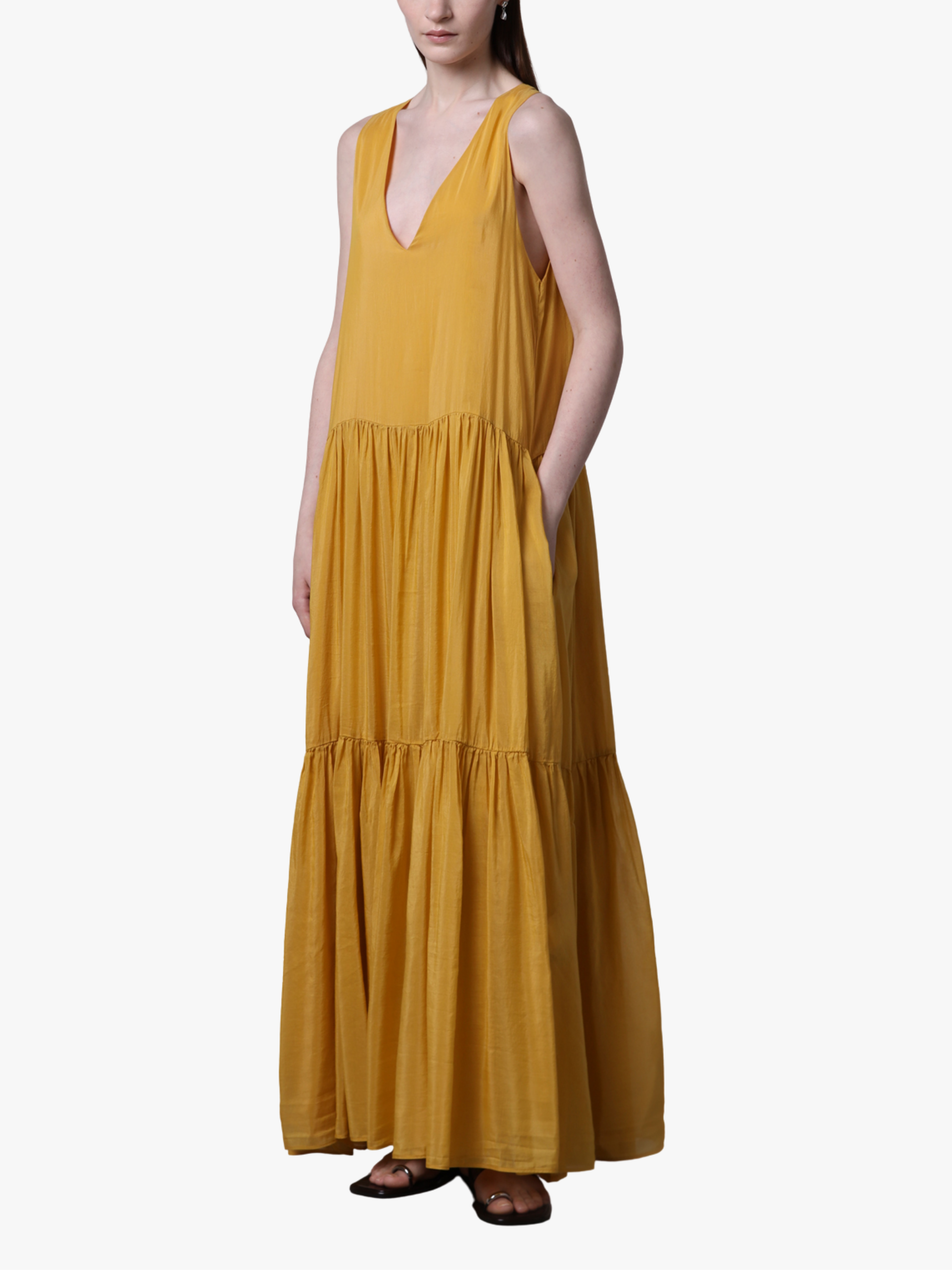 Roberto Collina Raffiertes Kleid Gelb Damen