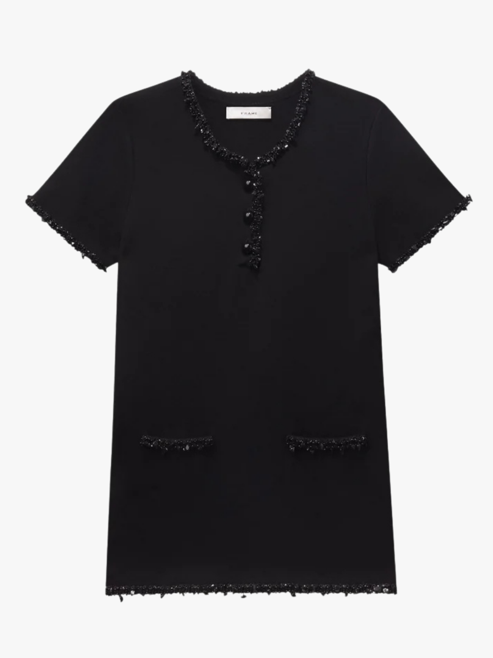 FRAME The Beaded Trim Dress Schwarz Damen Kleid