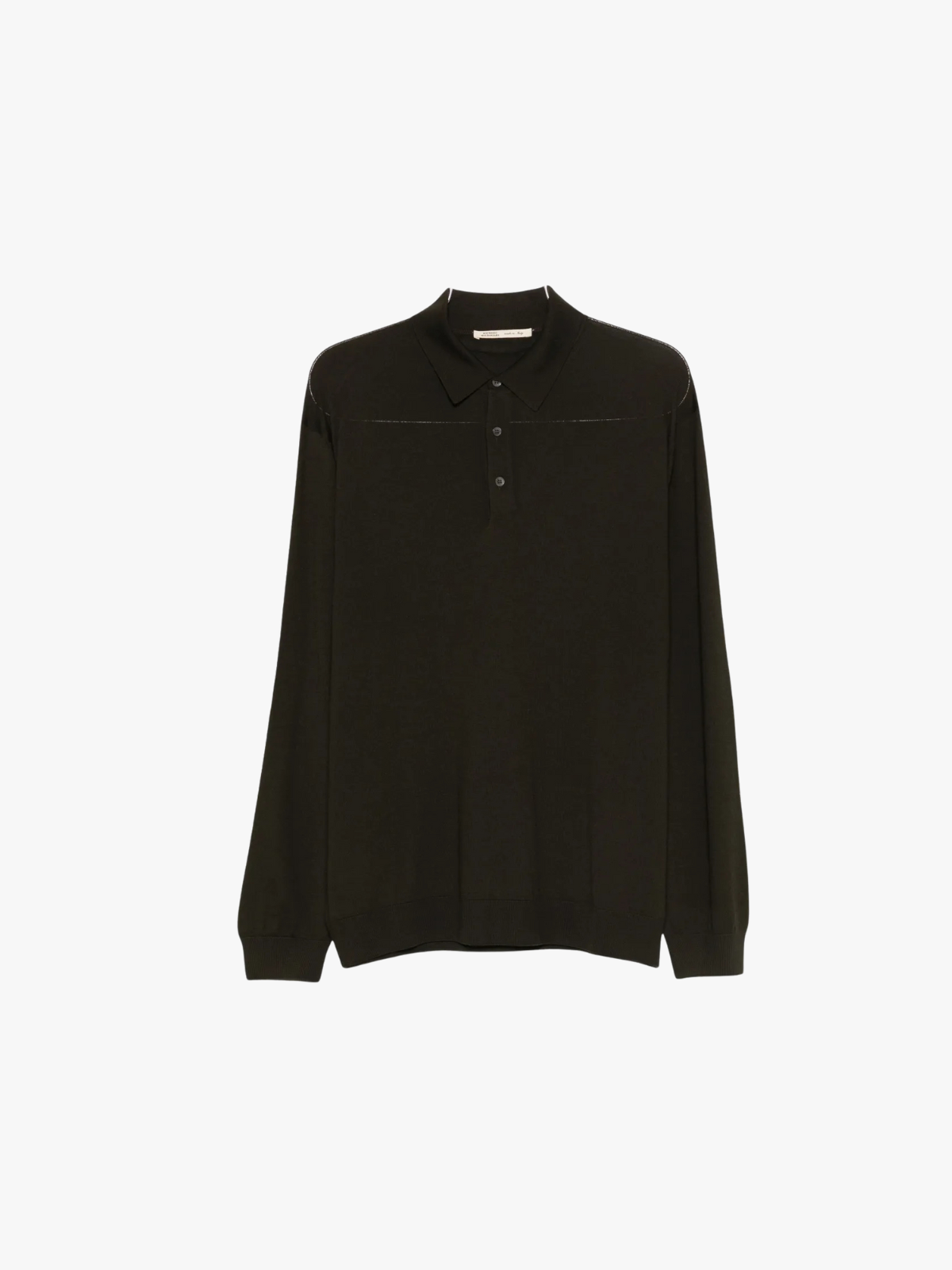 Maurizio Baldassari Long-sleeved polo shirt made of pure wool Dark olive green Men