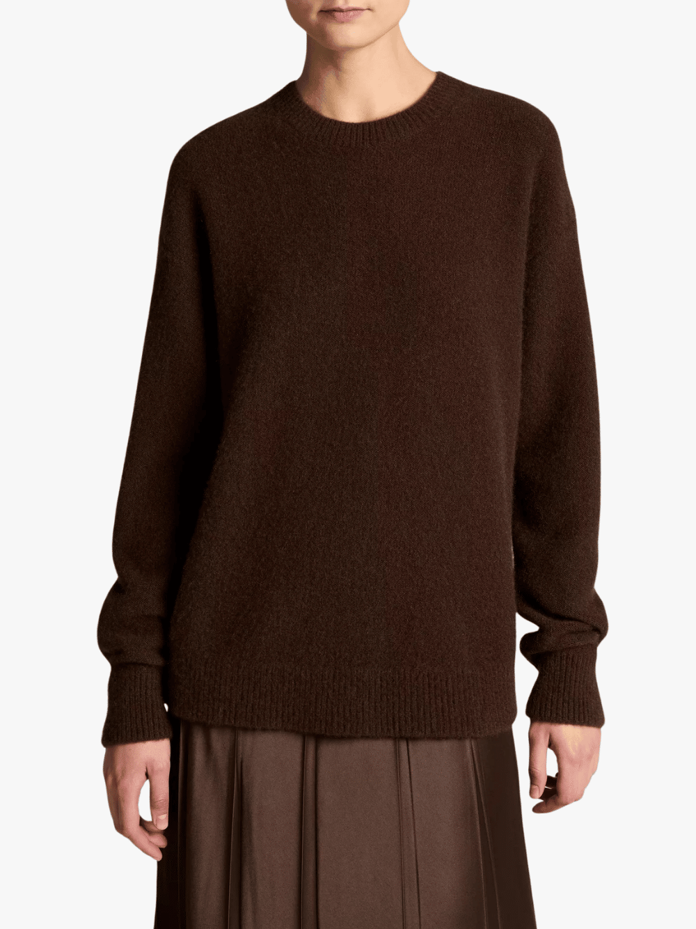 Vince Plush Cashmere Crew Neck Sweater Pinewood Brown Women