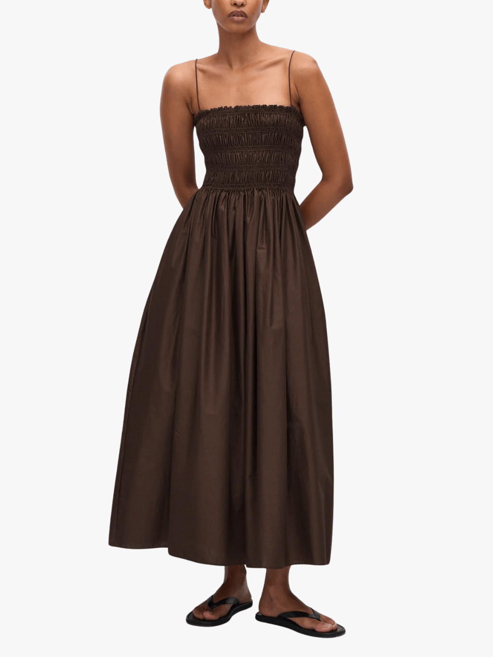 Matteau Shirred Bodice Dress Chocolate Women's