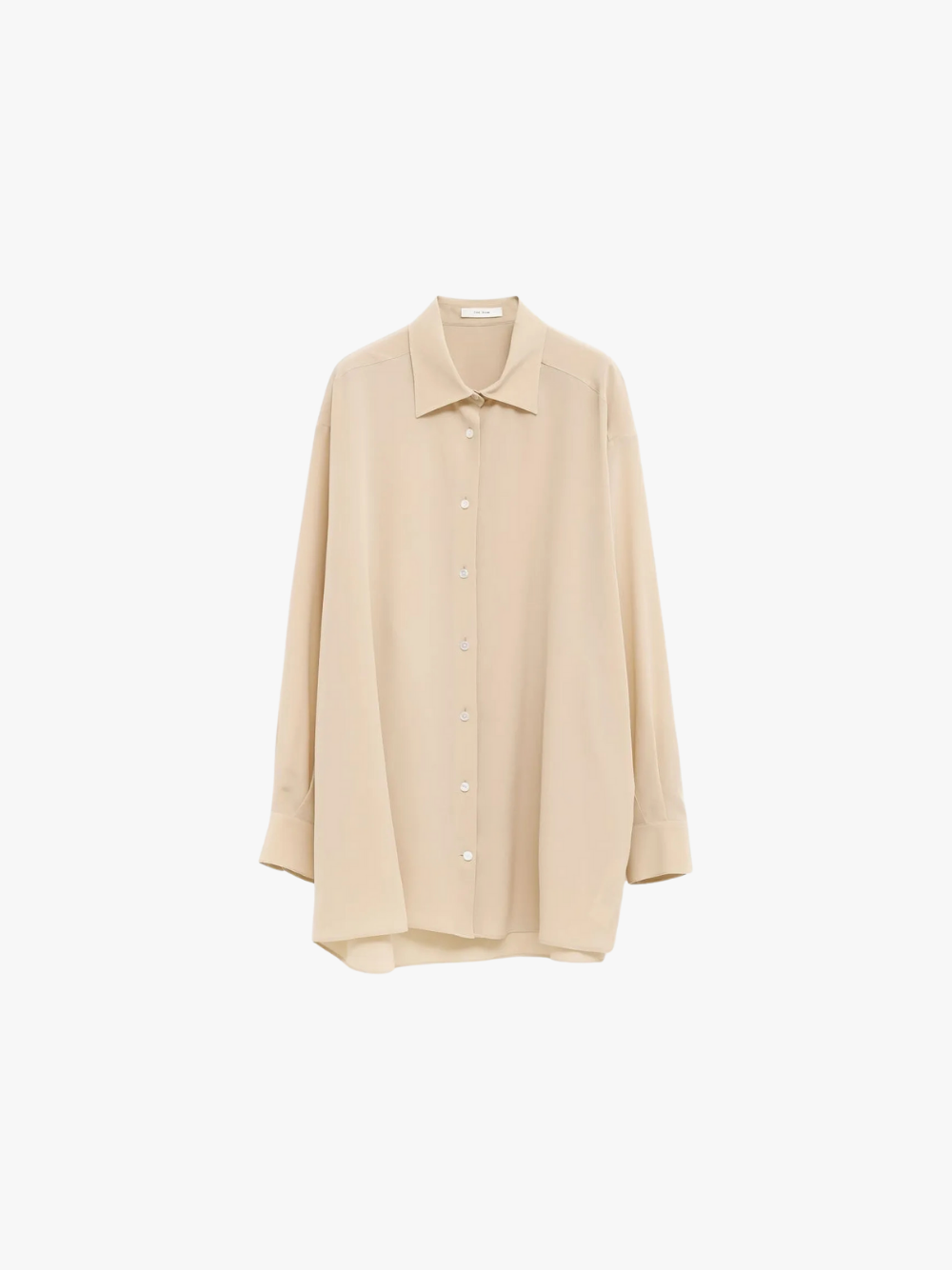 The Row Button-Up Top with Round Hem Beige Women