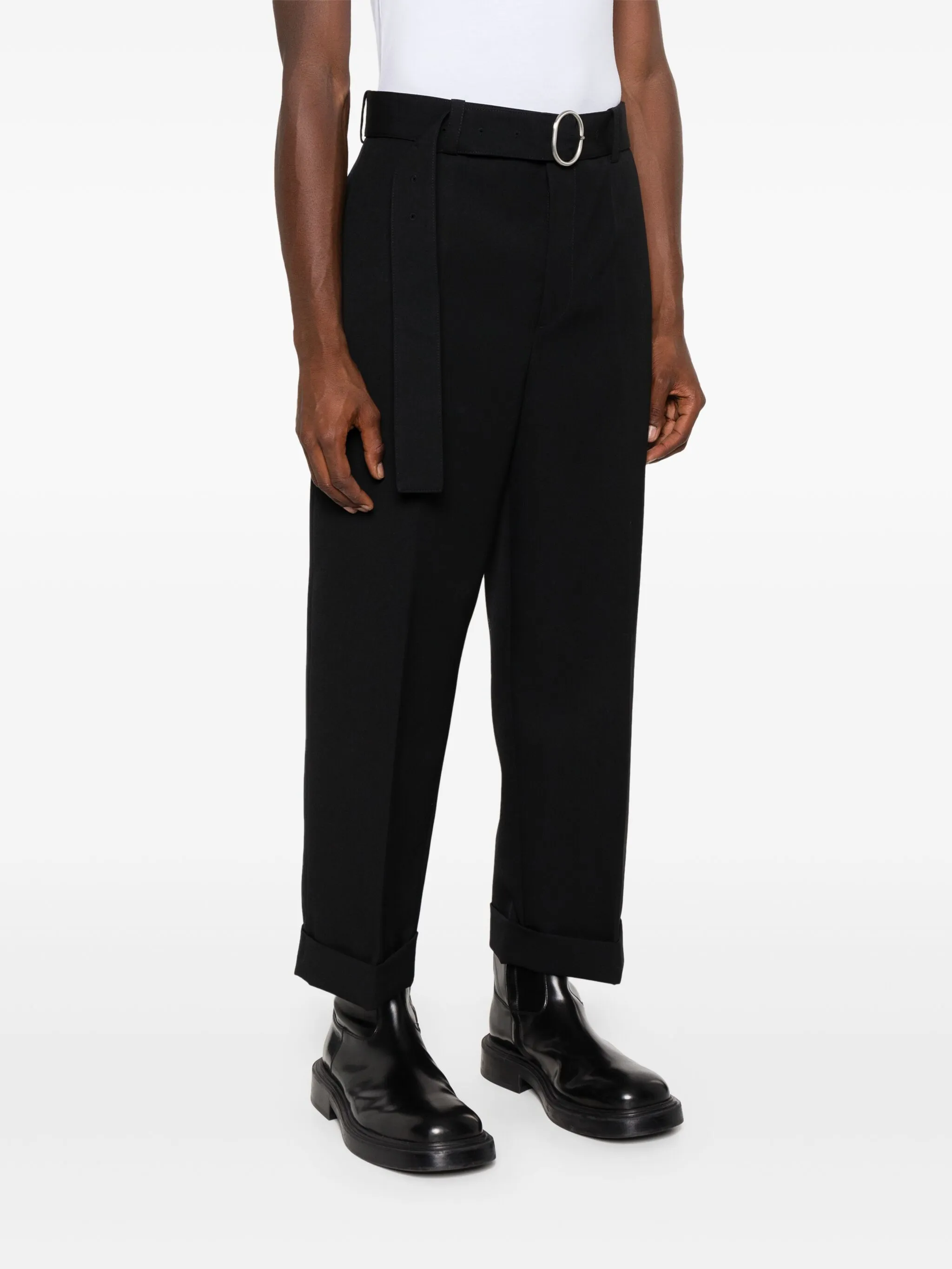 Jil Sander Gerade Hose mit Gürtel Schwarz Herren