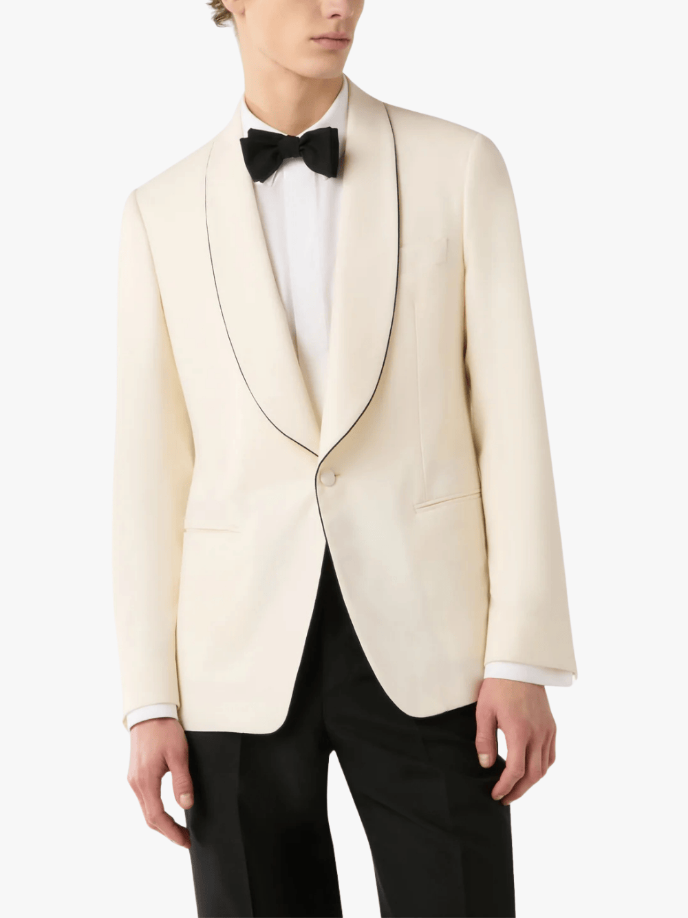 Lardini Single-Breasted Jacket Cream Stretch Wool Men's Jacket