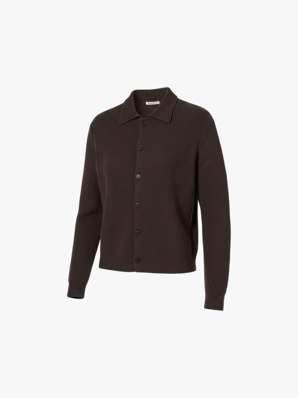 Auralee Super Fine Wool Rib Knit Shirt Cardigan Top Brown Men's Sweater