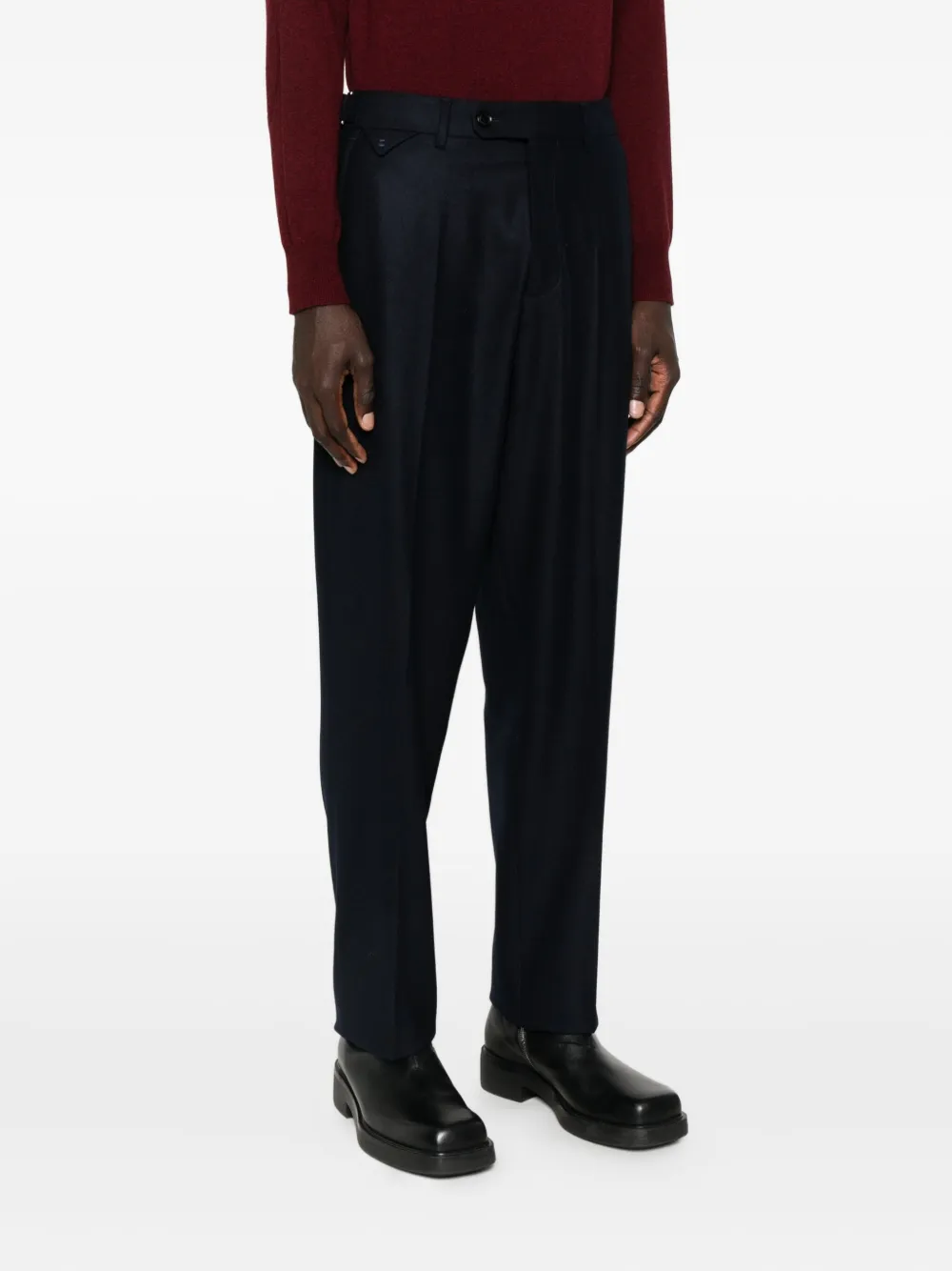 Brett Johnson Pleated Pants Navy Blue Men Brett Johnson Pleated Pants Navy Blue Men