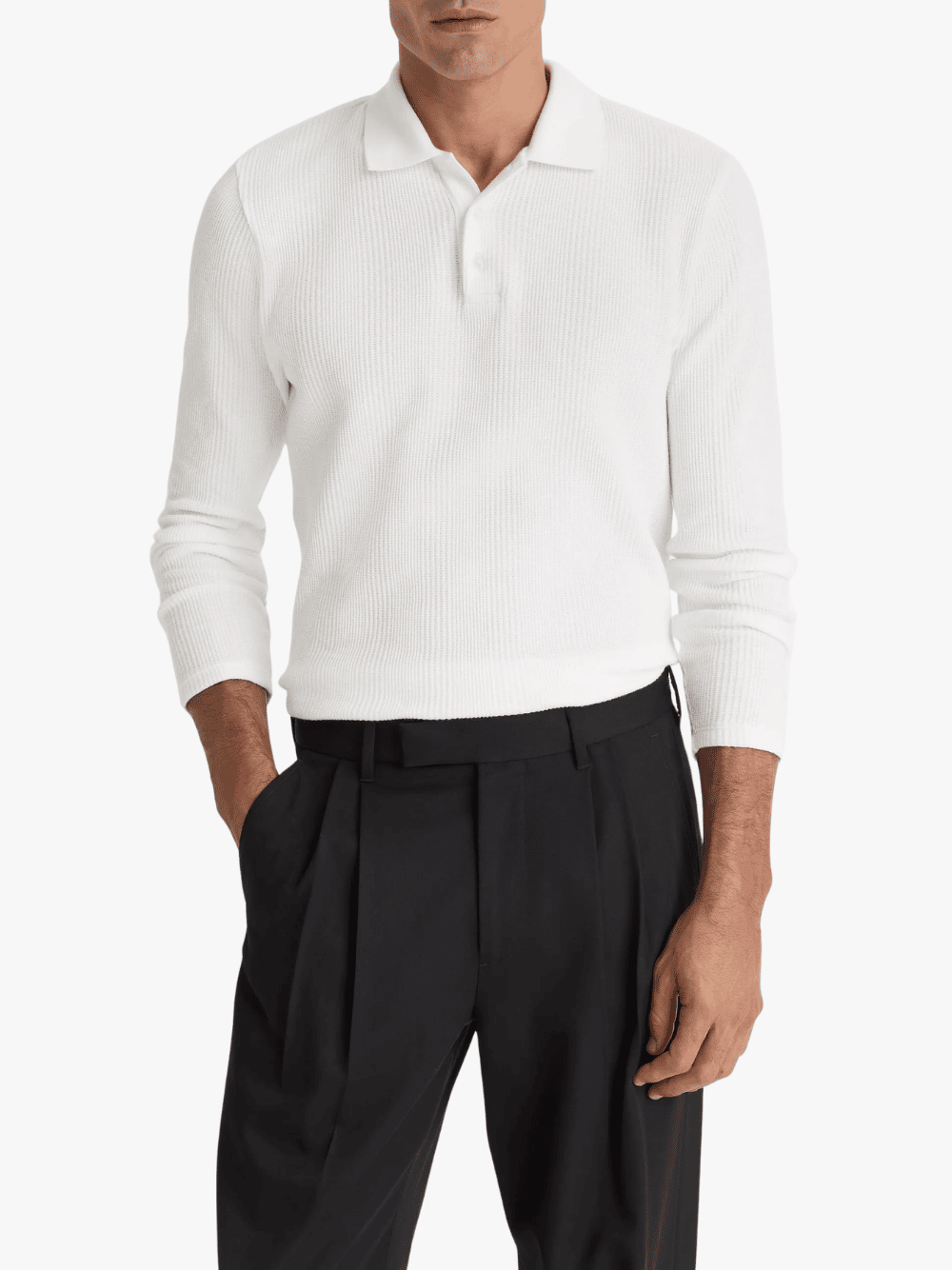 Vince Variegated Cotton Polo Shirt off white Herren