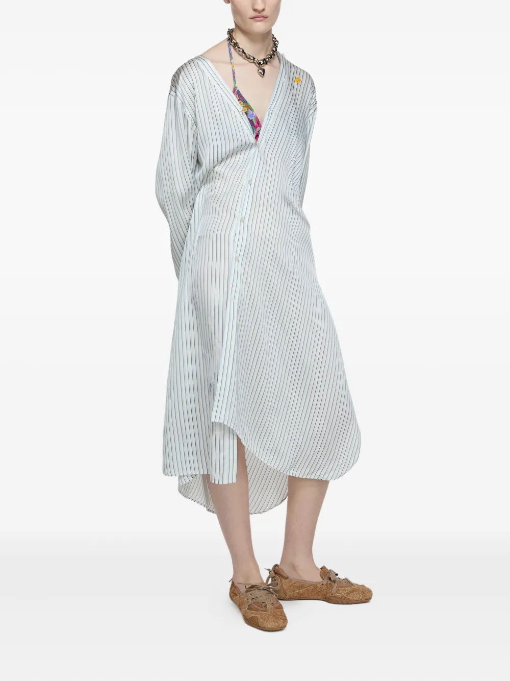 Acne Studios Gestreiftes Hemdkleid Weiß Damen