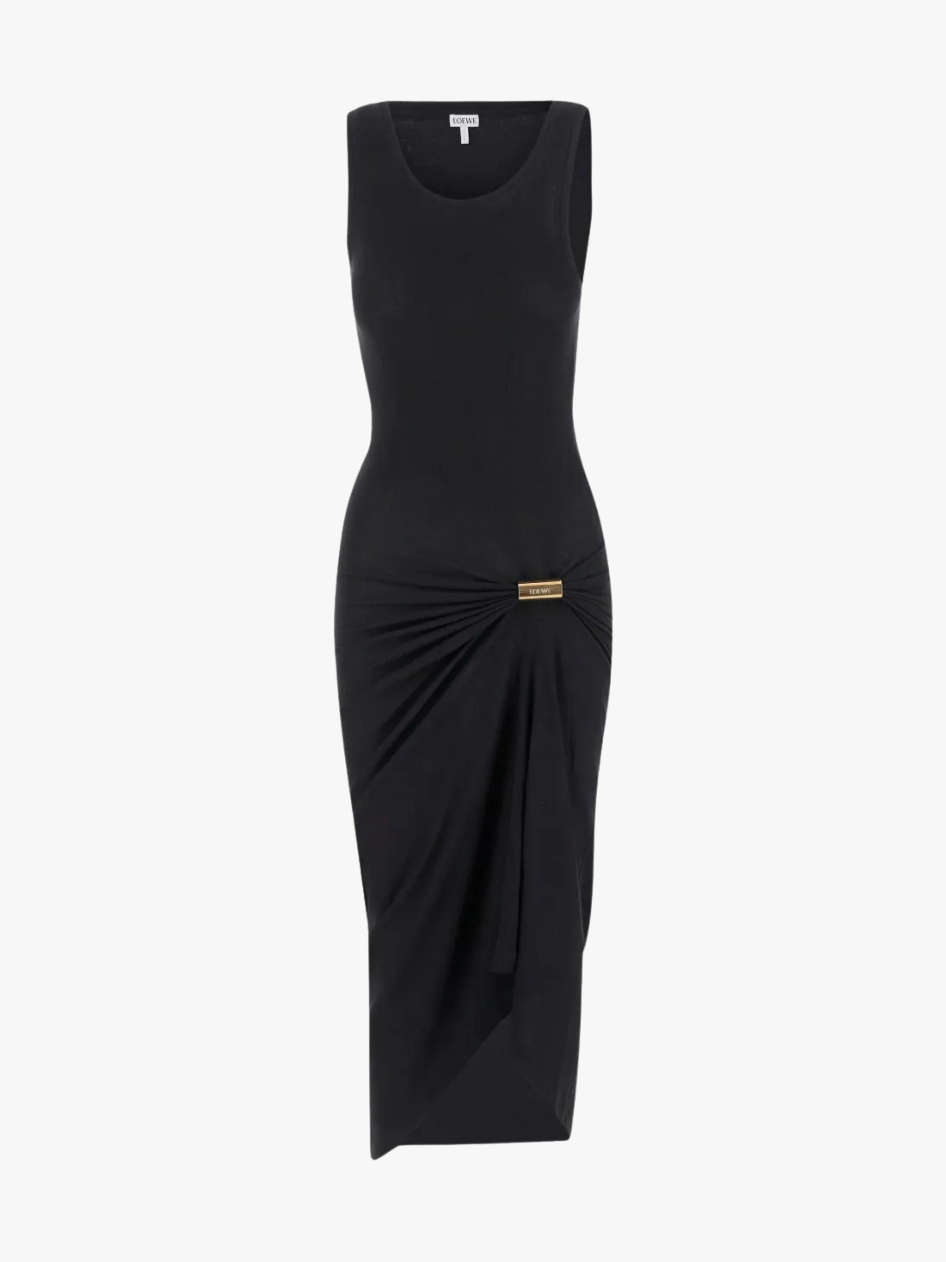 Loewe Geripptes Midi-Tankkleid Schwarz Damen