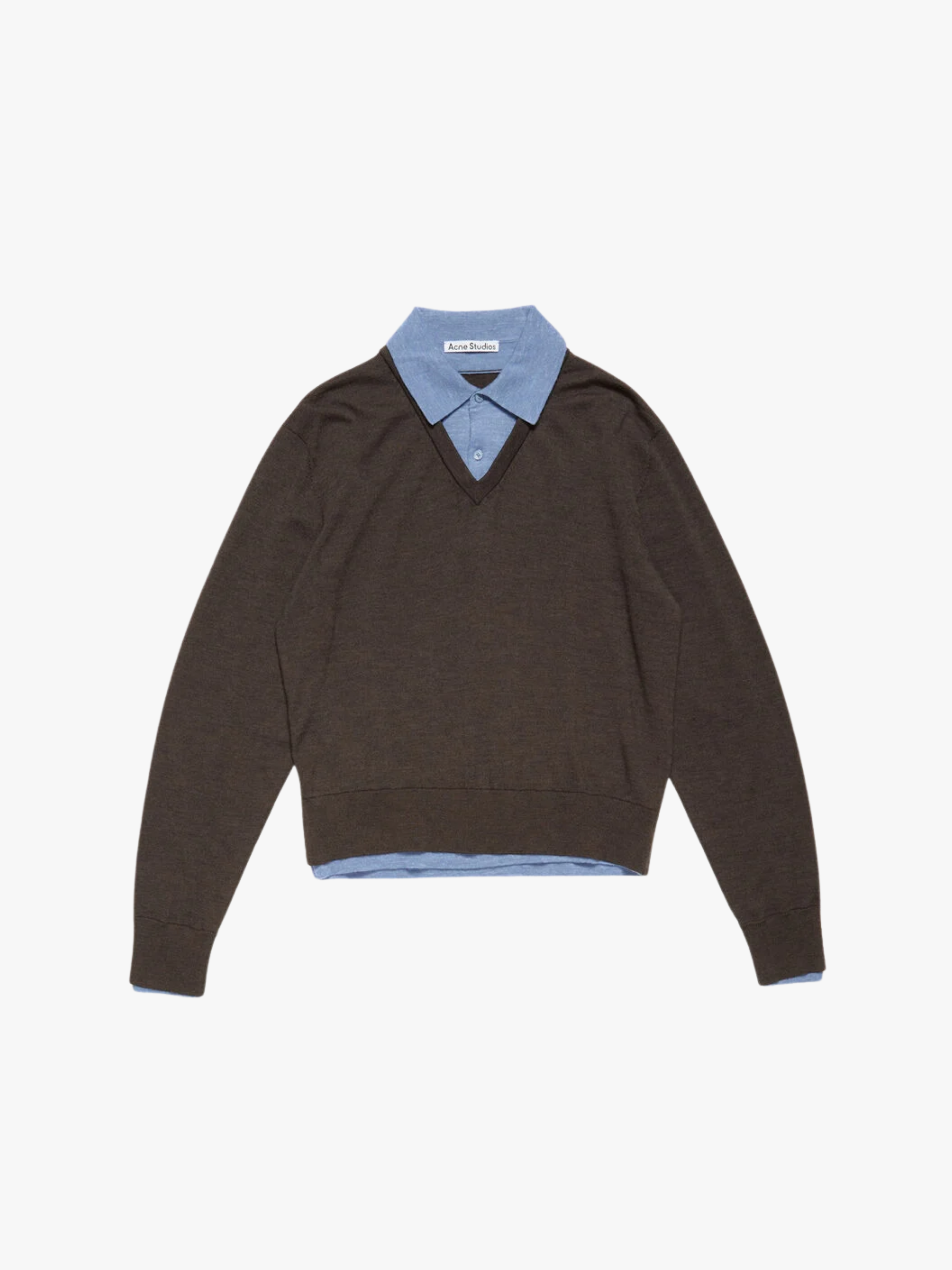 Acne Studios Layered Wolle Strickpullover Braun/Blau Damen