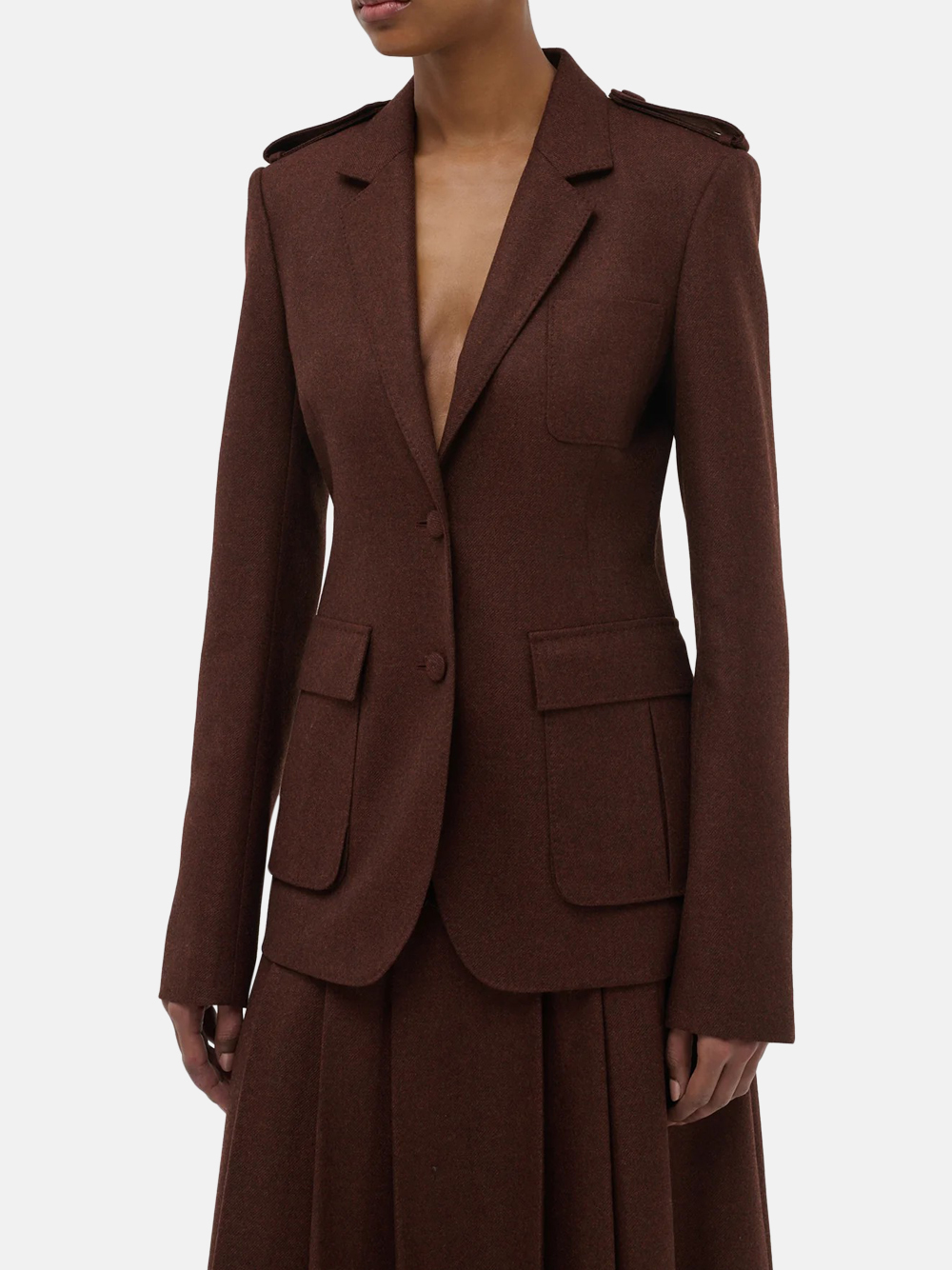 Gabriela Hearst Louisa Blazer Burnt Sienna Wool-Cashmere Flannel Bordeaux Women