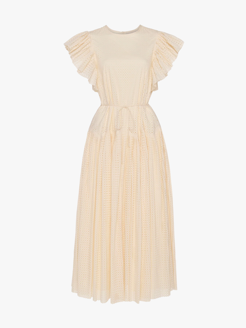 Ulla Johnson Sylvaine Midi Dress with Flutter Sleeves Cowrie Women