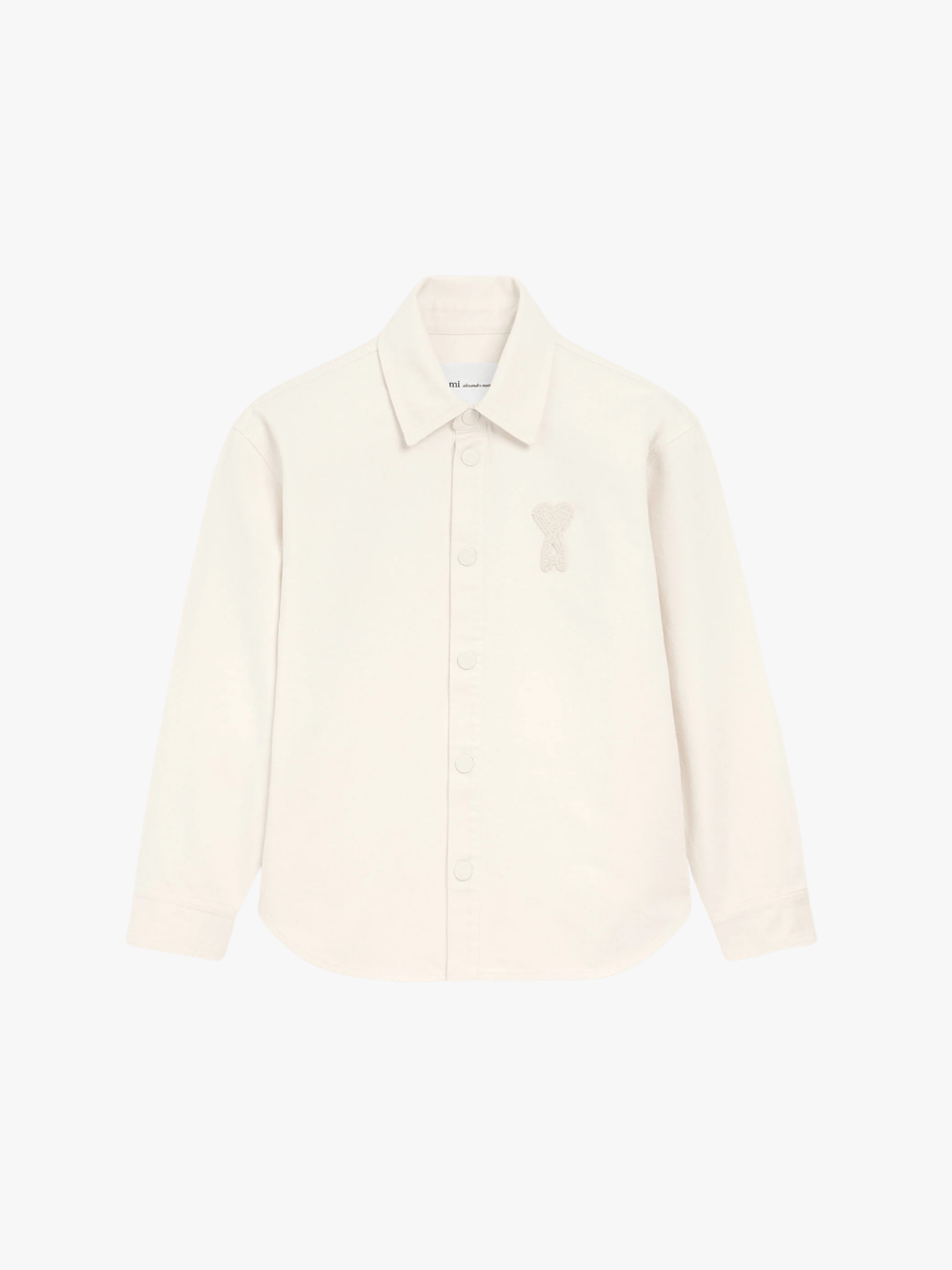 AMI Paris White Cotton Knitted Ami de Coeur Overshirt Herren