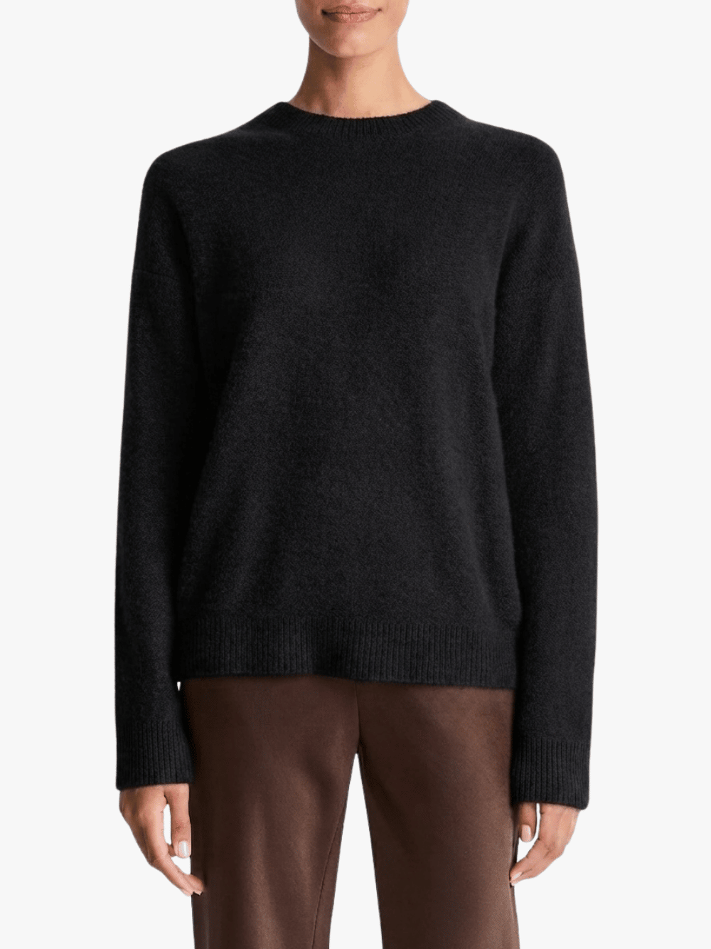 Vince Plush Cashmere Crew Neck Sweater Black Women