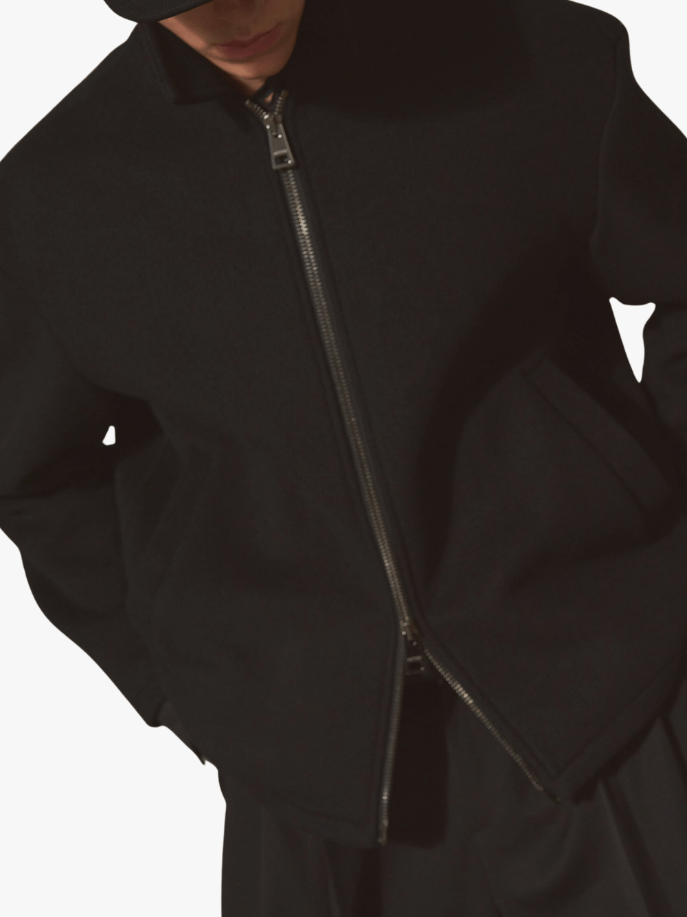 Auter Italian Wool Zip Jacket Noir Men's