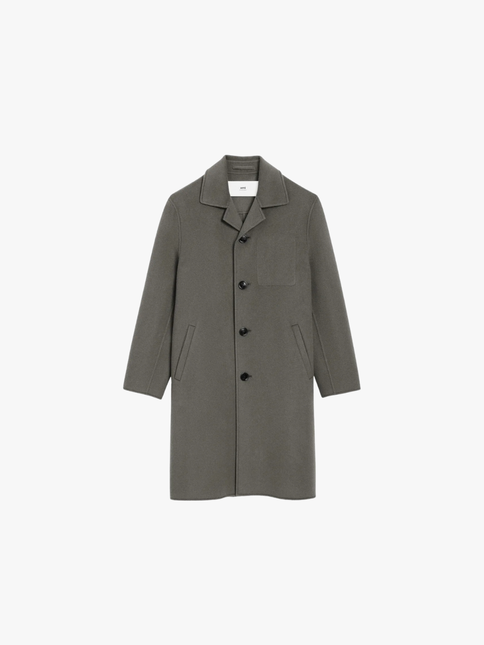 AMI Paris Wollmantel mit Herzstickerei Grau Herren