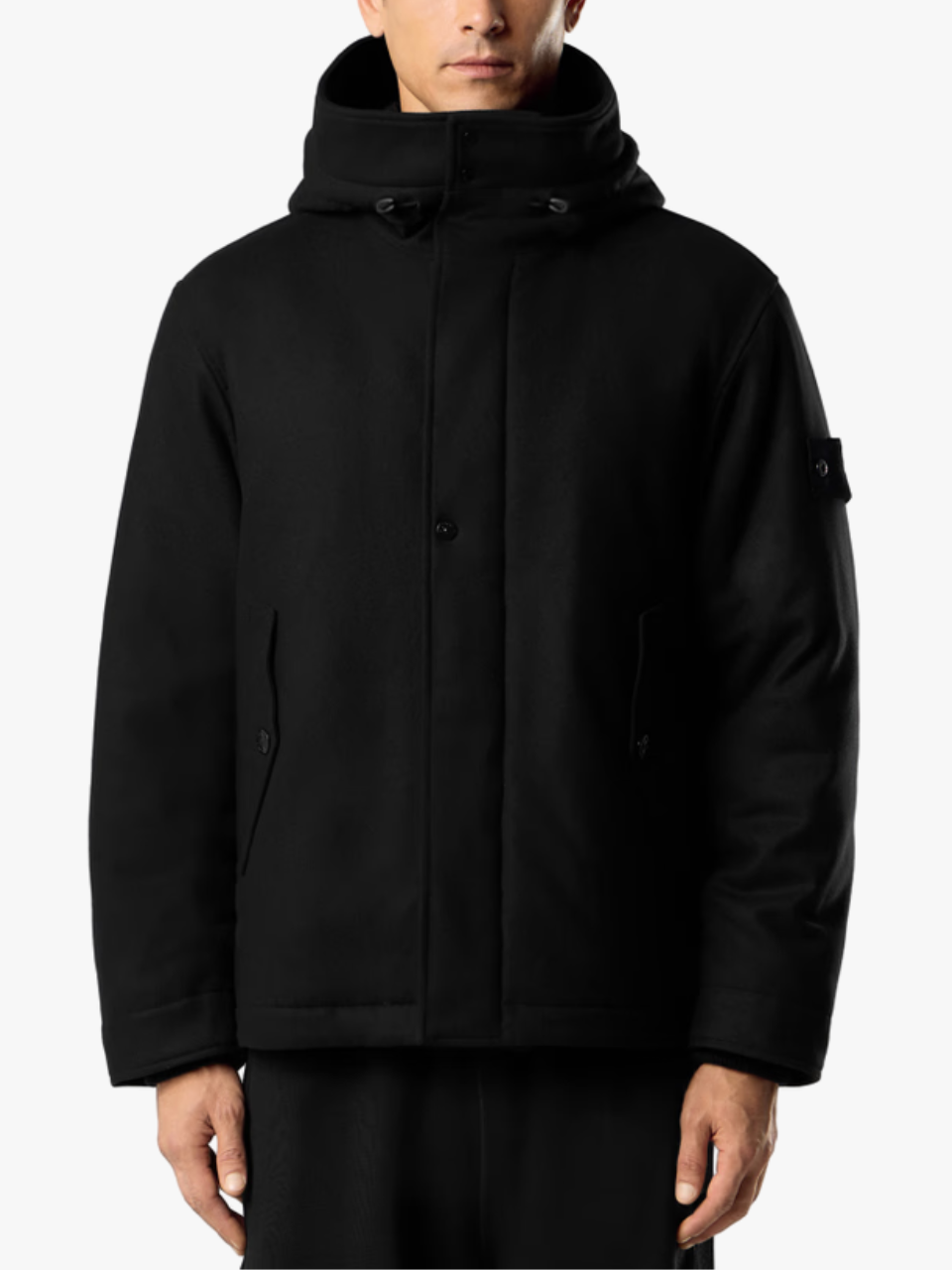 Stone Island Ghost Kapuzenparka mit Anti-Drop-Ausrüstung und Wattierung Schwarz Herren