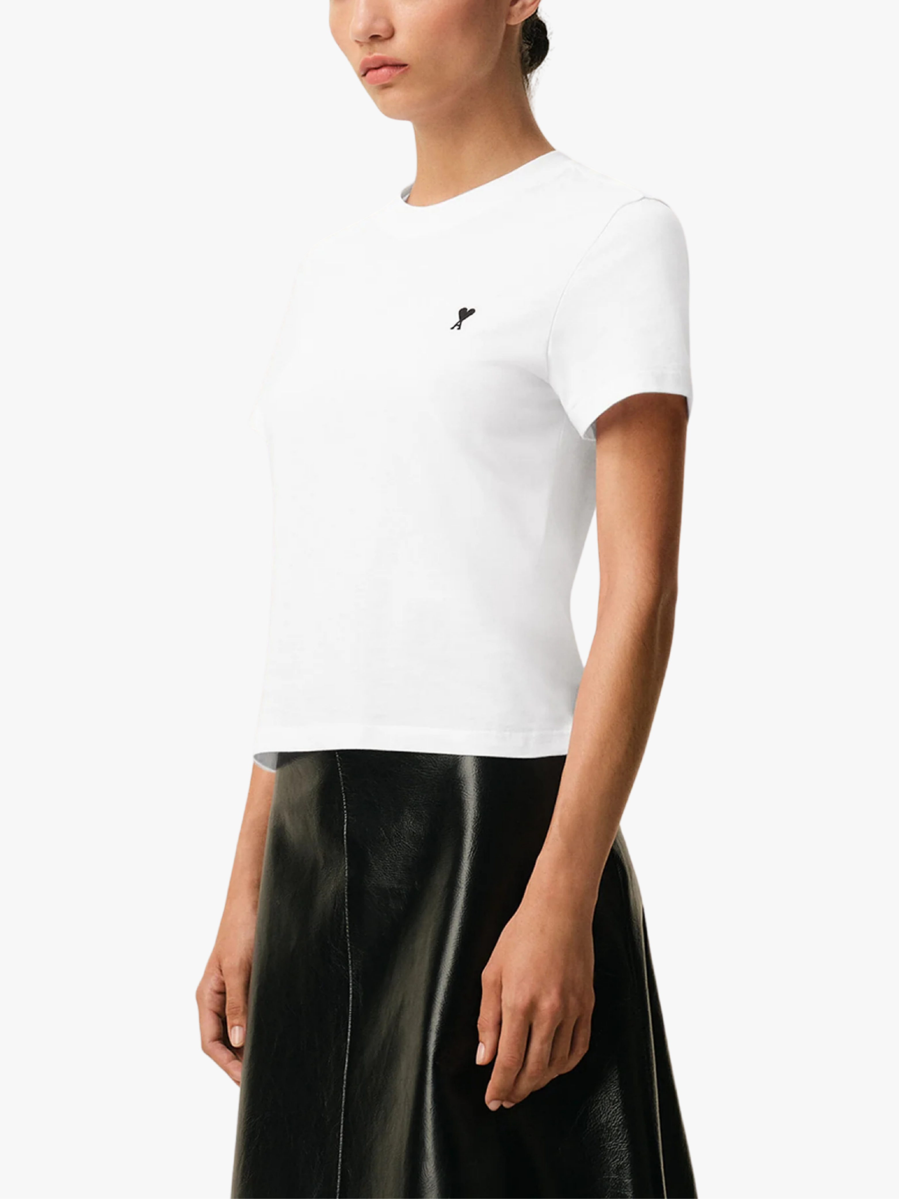 AMI Paris White Cropped Ami De Coeur T-Shirt White Women