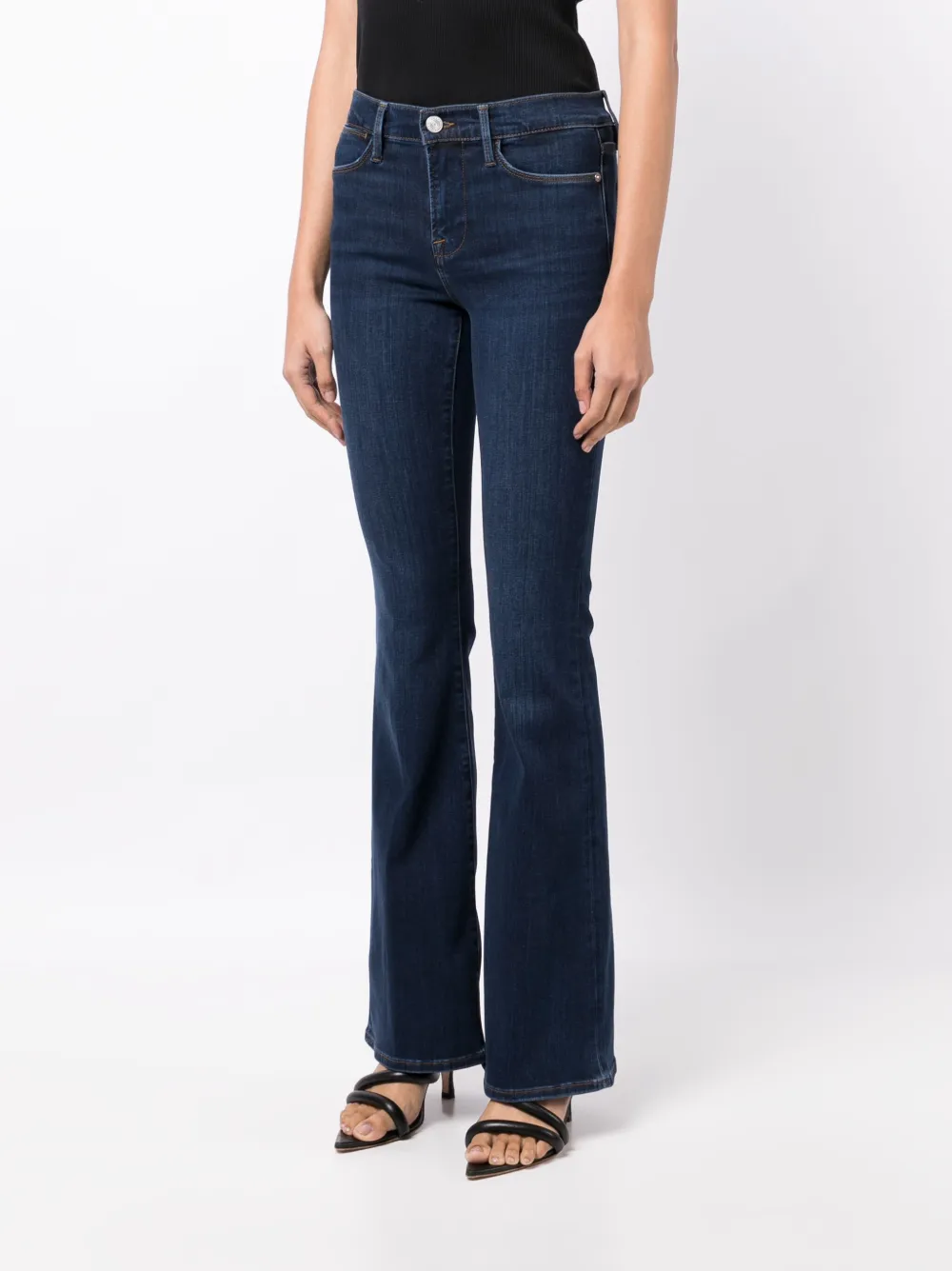 FRAME Halbhohe Schlagjeans Blau Damen