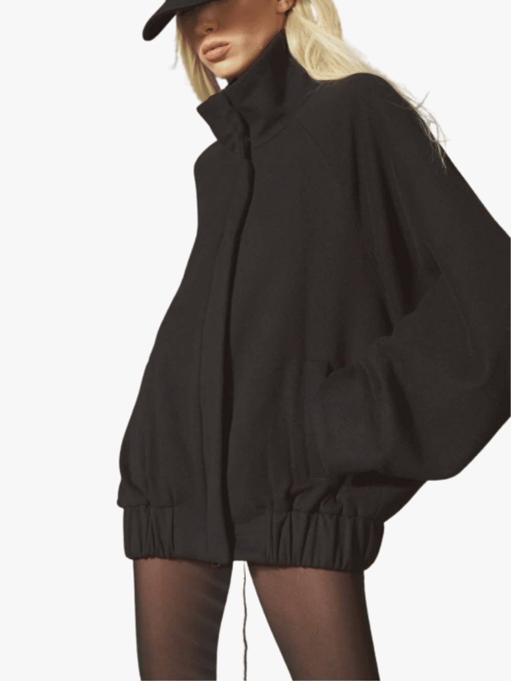 Auter Italian Wool Batwing Bomber Noir Damen