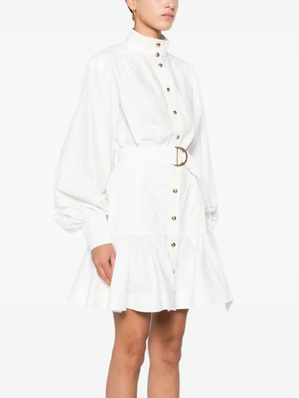 Zimmermann Kleid mit Gürtel und Knopfleiste Weiß Damen