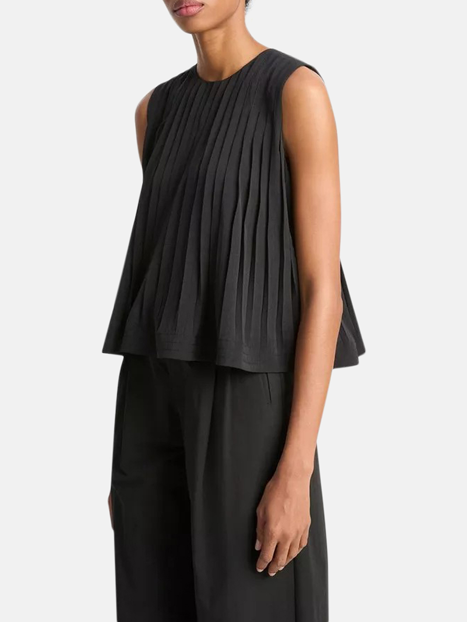 Vince Plissiertes A-Linien-Top Schwarz Damen