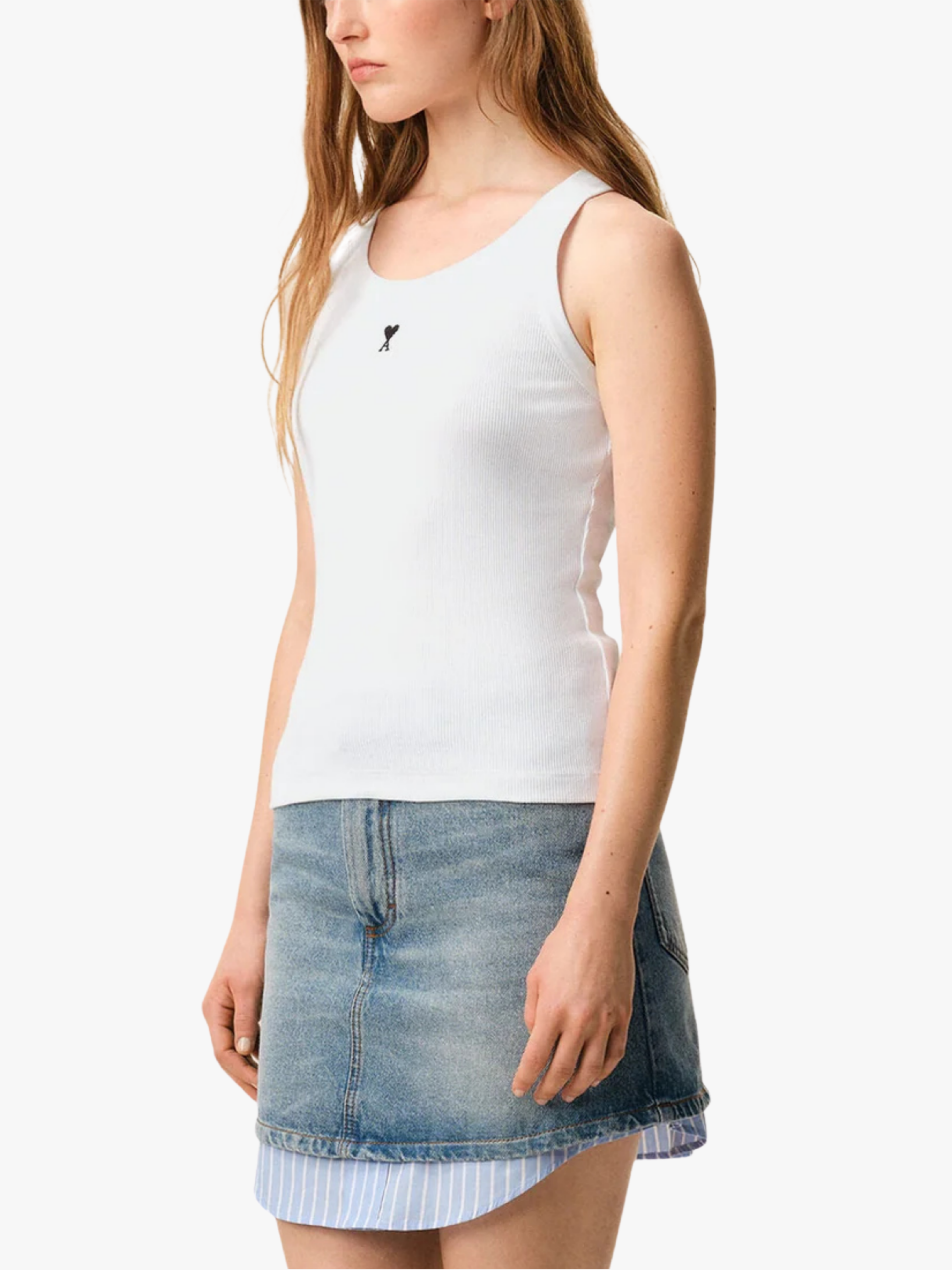 Ami Paris White Cotton Ami de Coeur Tank Top White Women