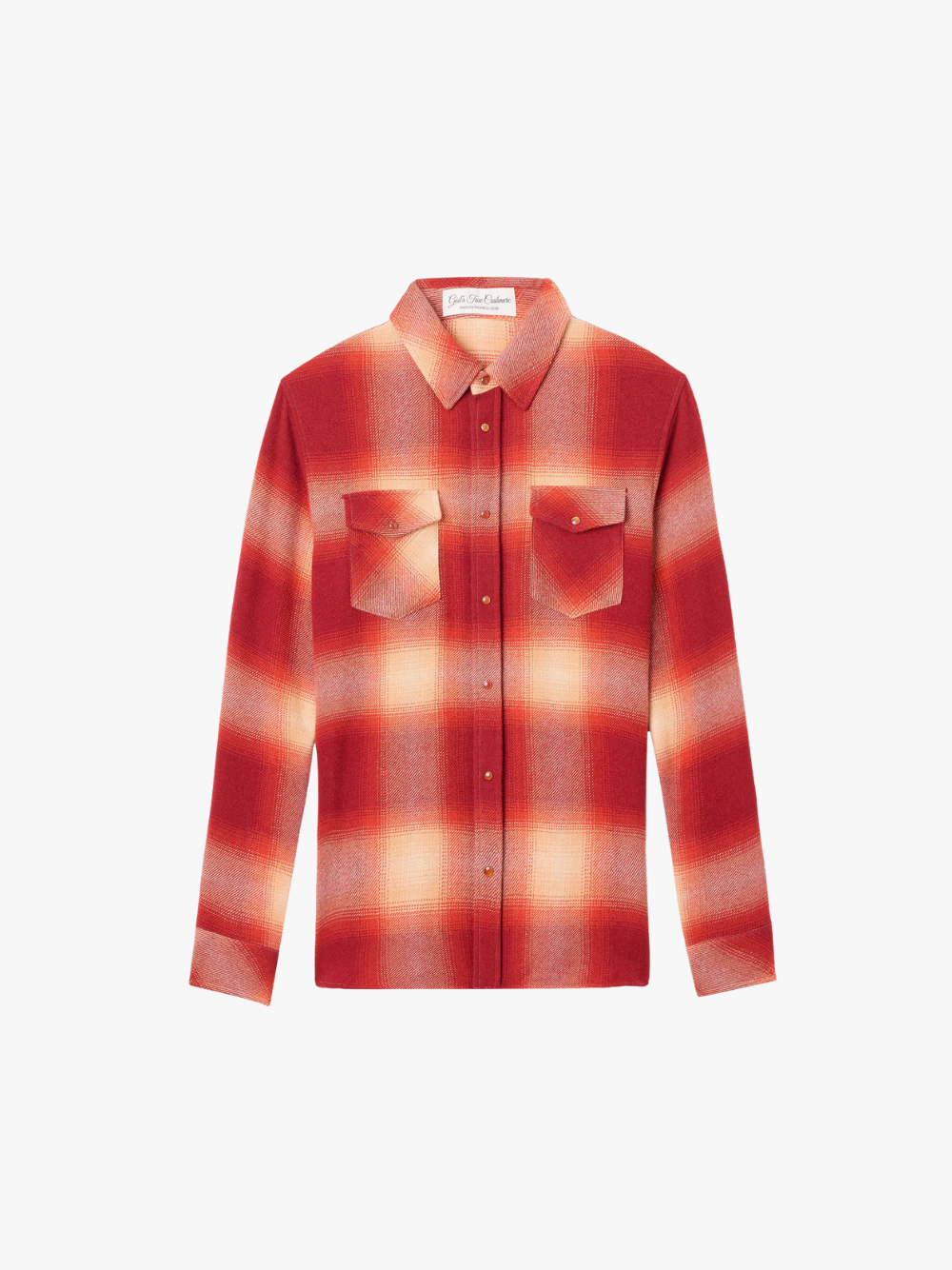 God’s True Cashmere Tomato Shadow Plaid Cashmere Shirt Tomato Red Men