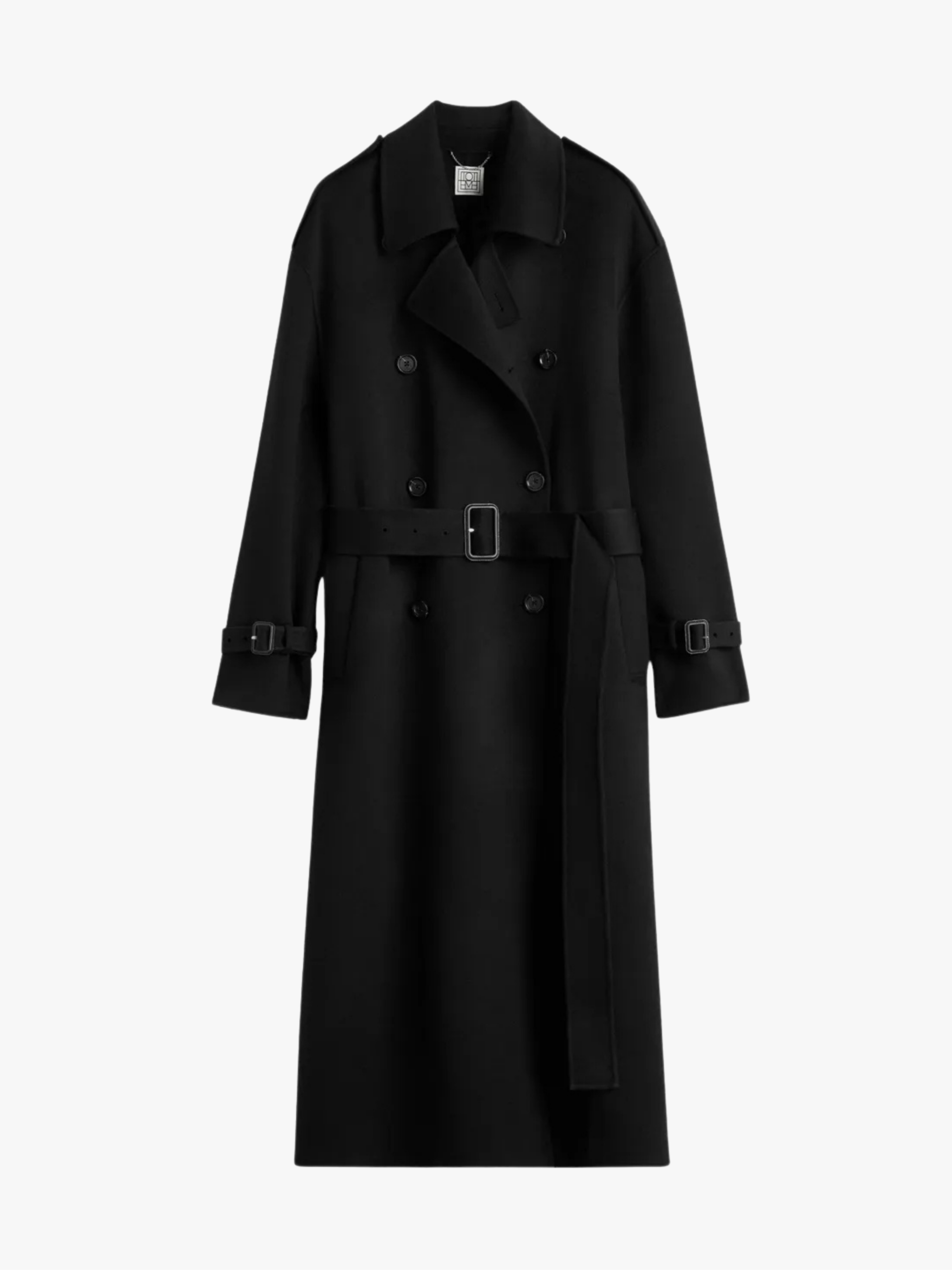 Toteme Doppelreihiger Mantel mit Gürtel Schwarz Damen