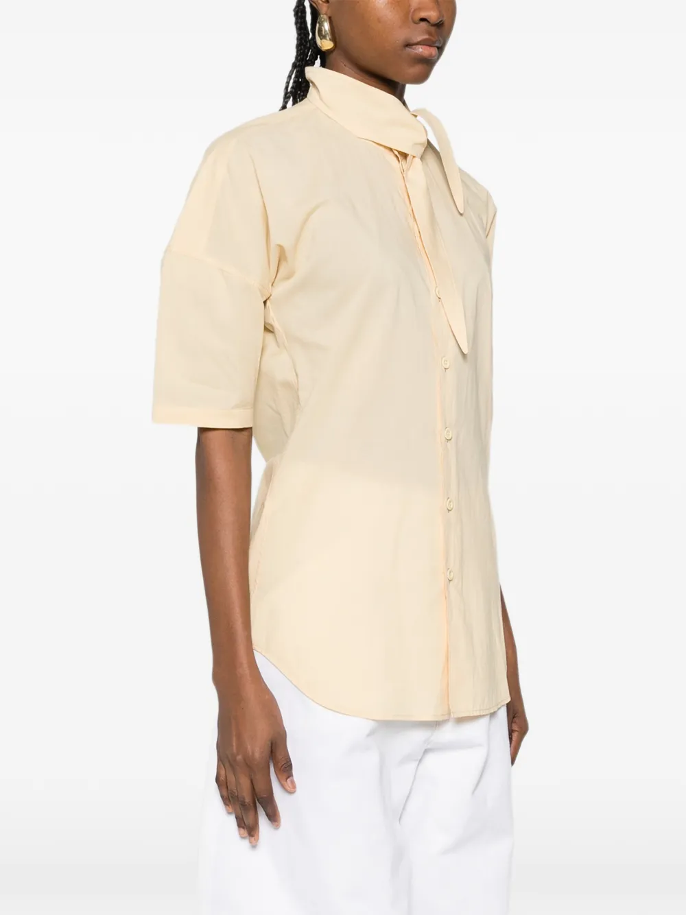 Lemaire Short Sleeve Shirt with Foulard Ice/Apricot Cotton Muslin Shirt Women