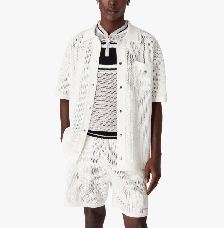 Casablanca  Mesh-Kurzarmhemd Weiß Herren