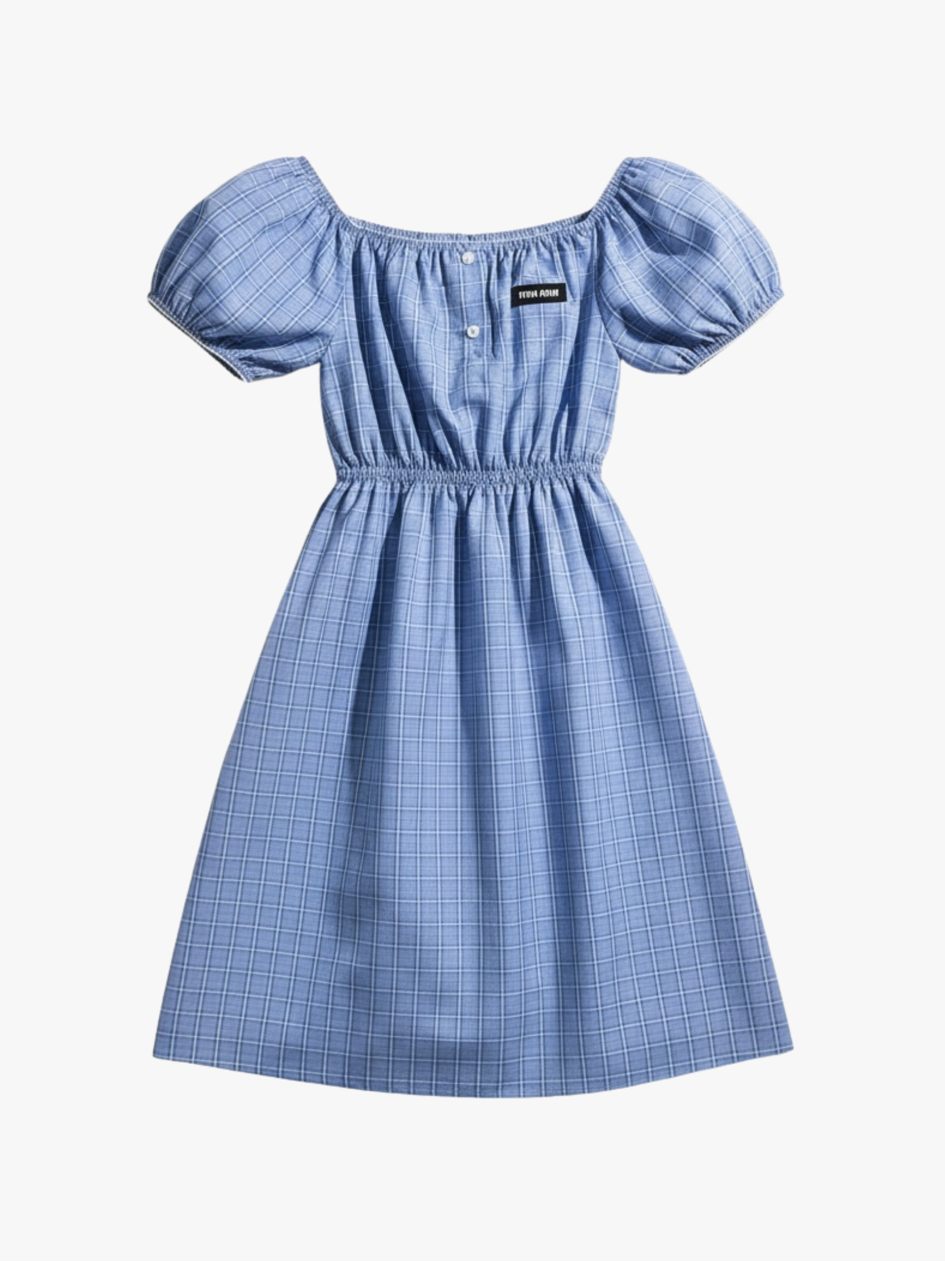 Miu Miu Plaid Pattern Mini Dress Blau Damen