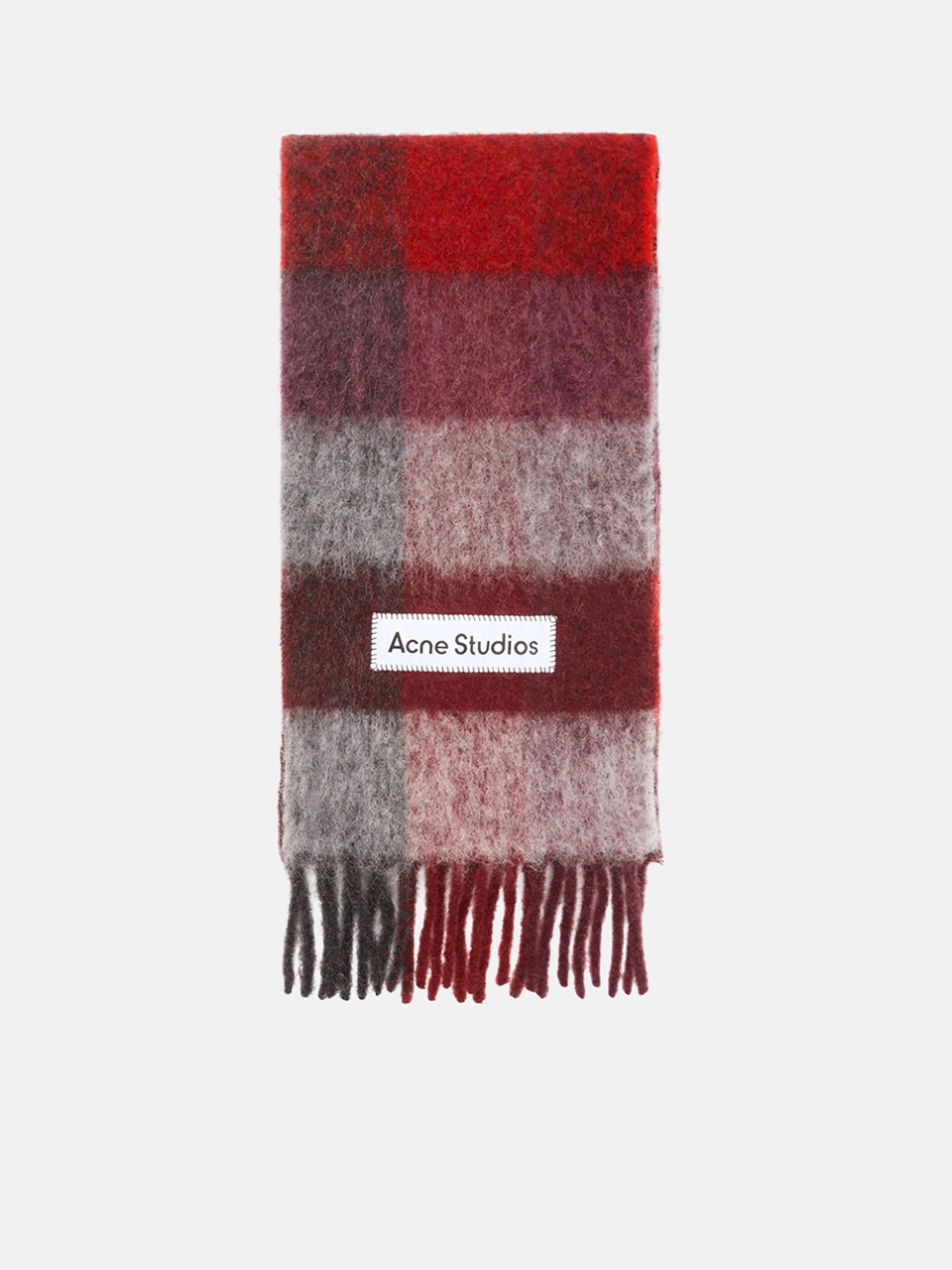 Acne Studios Schal Mohair Checked Rot‑Schwarz