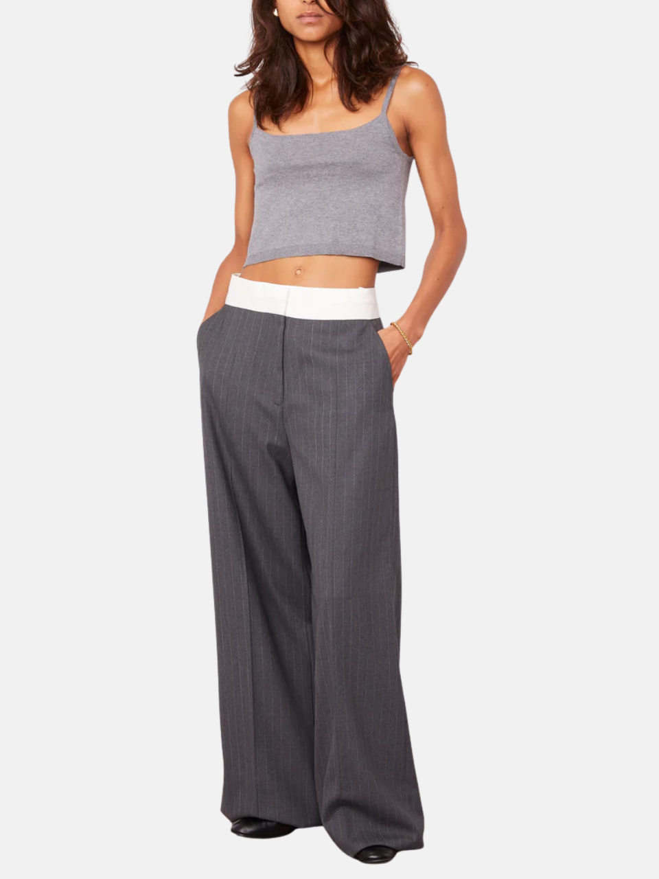 Officine Générale Rosa Pants Mid-Heather-Grey & Ecru Wollhose Damen