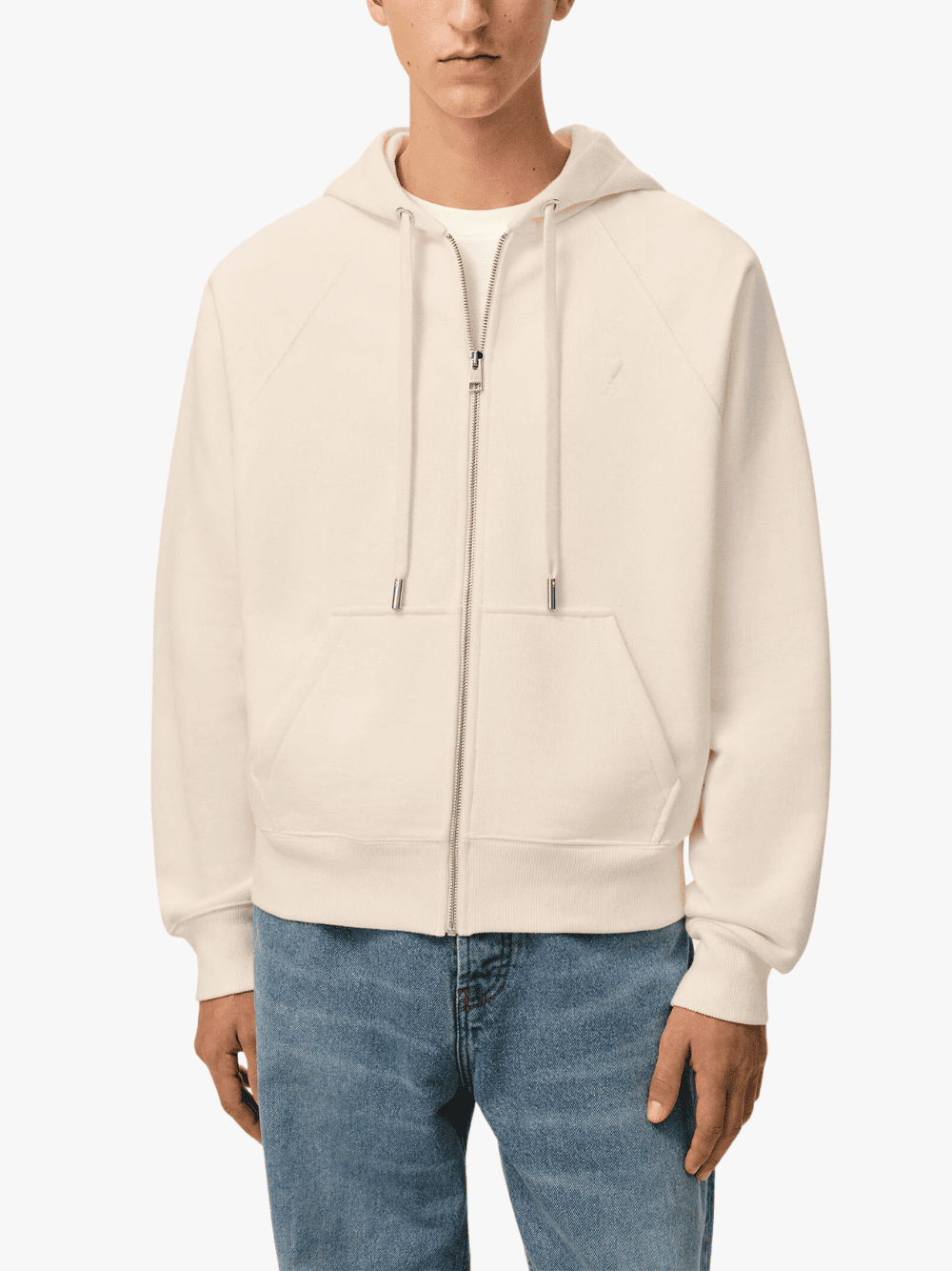 Ami Paris Ami de Coeur Zip-Up Hoodie White Unisex