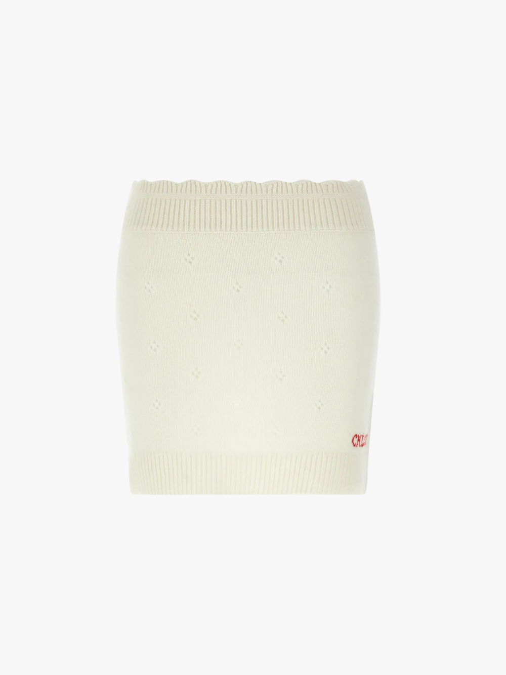 Chloé Minirock aus Strick mit Jacquard-Logo Weiß Damen