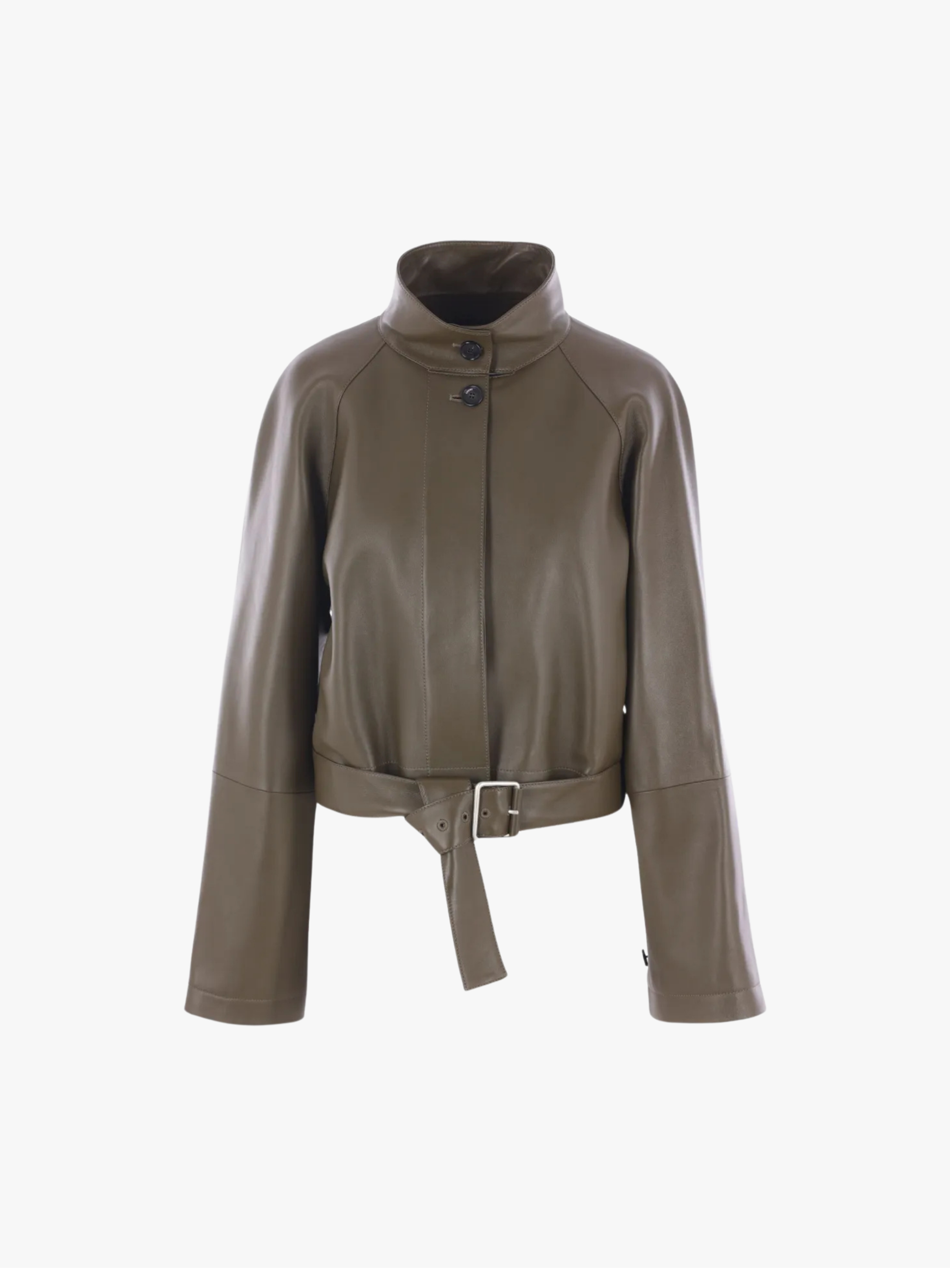 Loewe Lederjacke mit Gürtel Khaki Damen