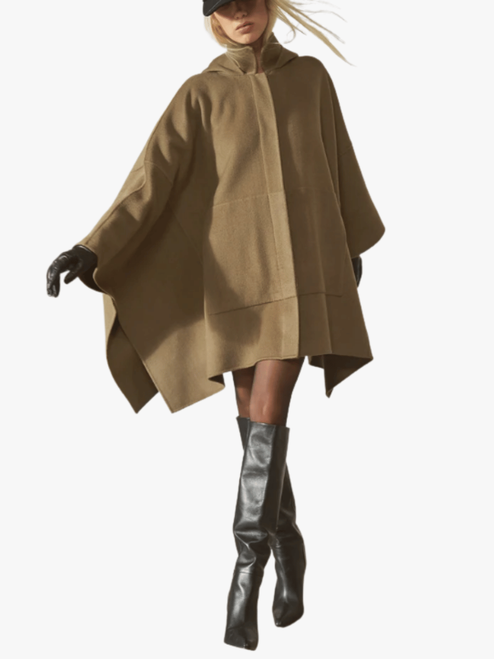 Auter Cashmere Wool Poncho Latte Khaki Damen