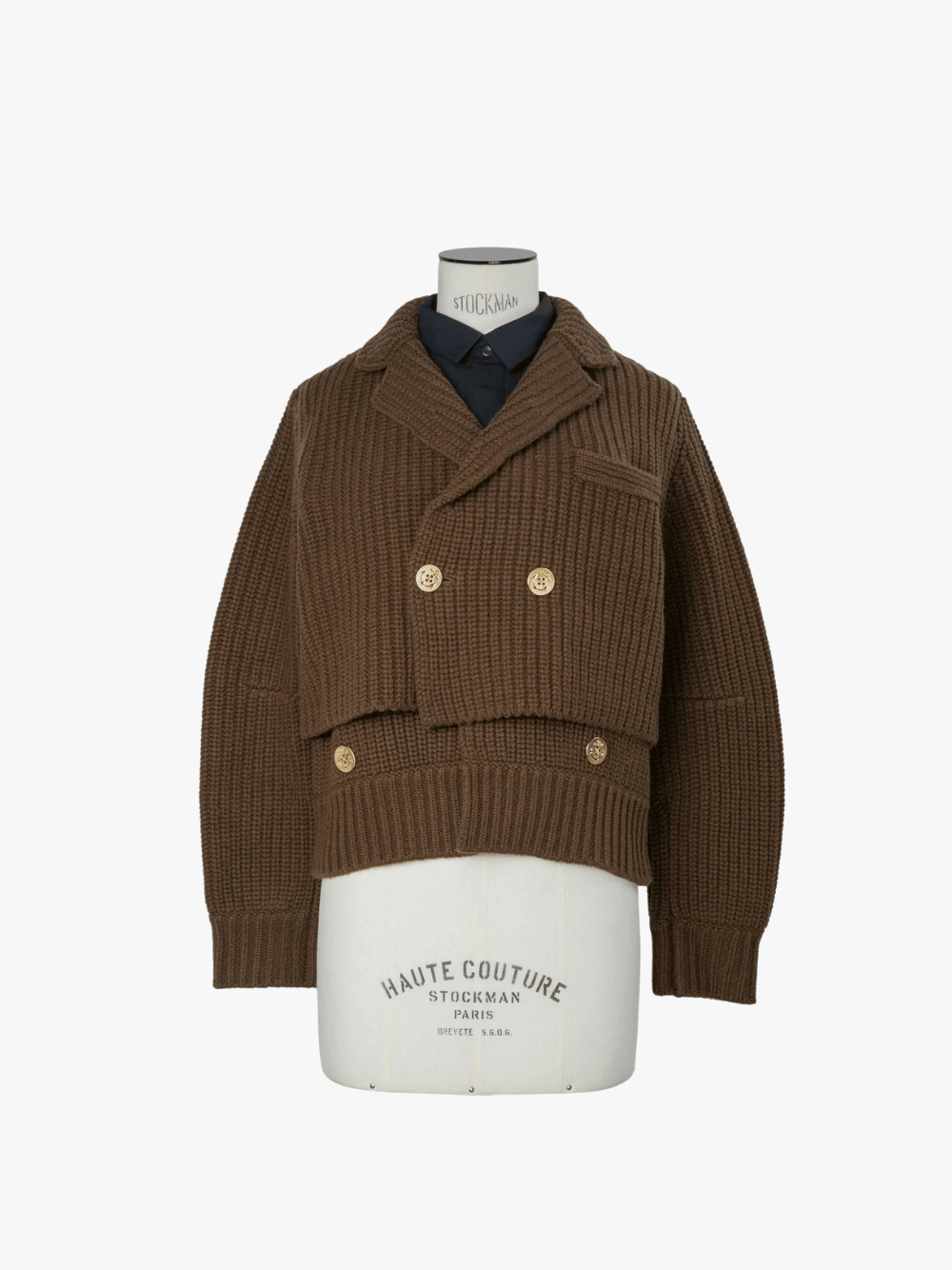 Sacai Wool Knit x Suiting Jacke Braun Damen