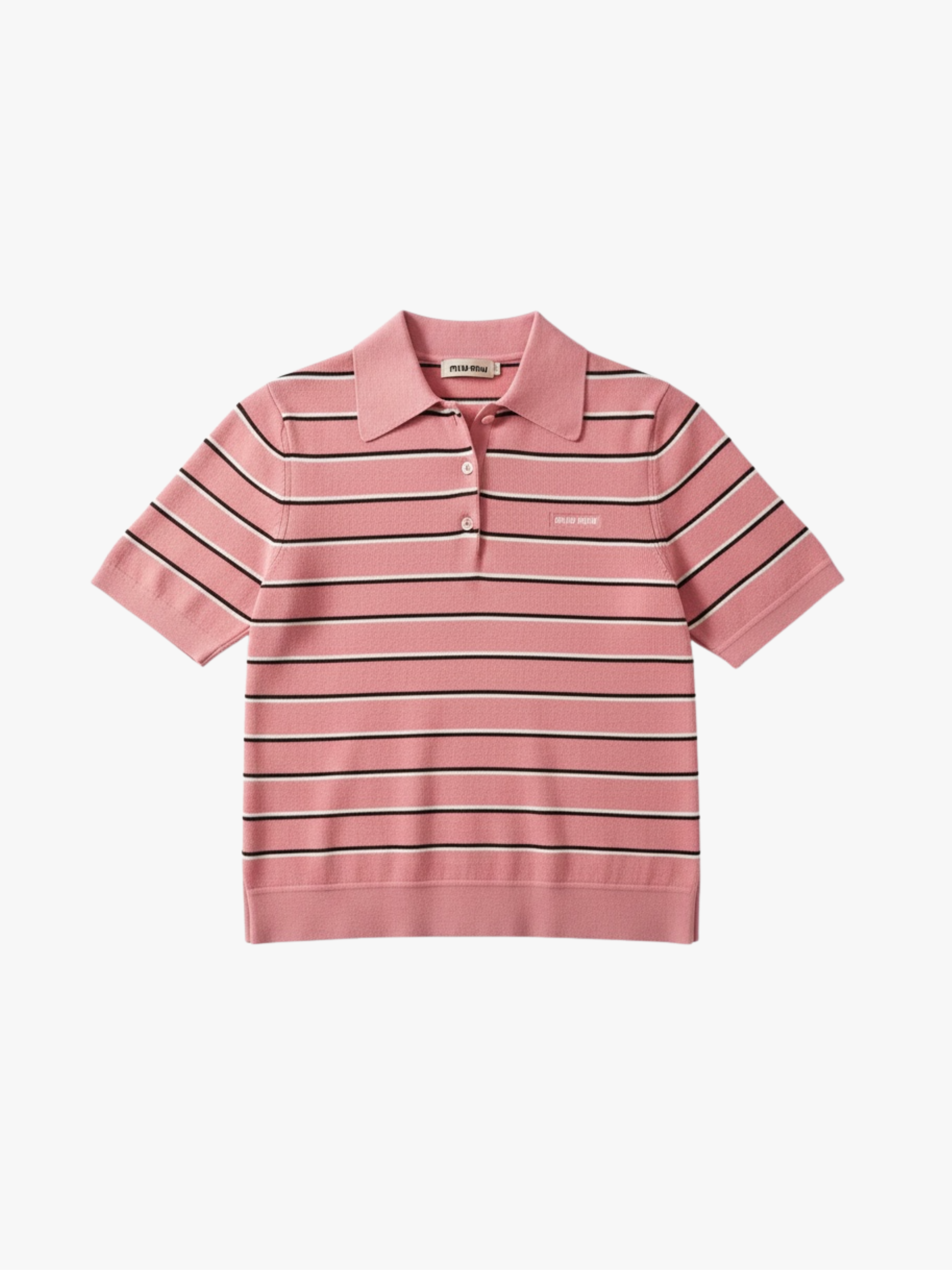 Miu Miu Striped Jersey Polo Shirt Pink Polo Shirt Women’s