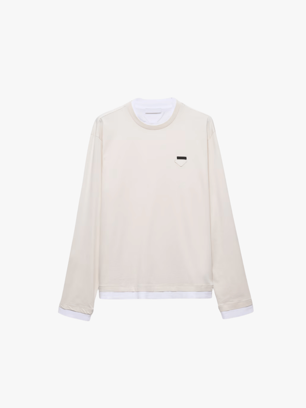 Prada Langärmliges Sweatshirt aus Baumwolle Talk Weiß Herren