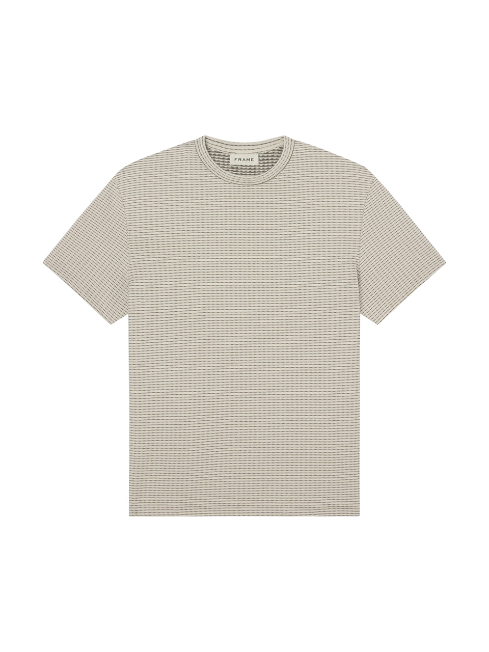 Frame Jacquard gestreiftes T-Shirt Weiß/Navy Herren