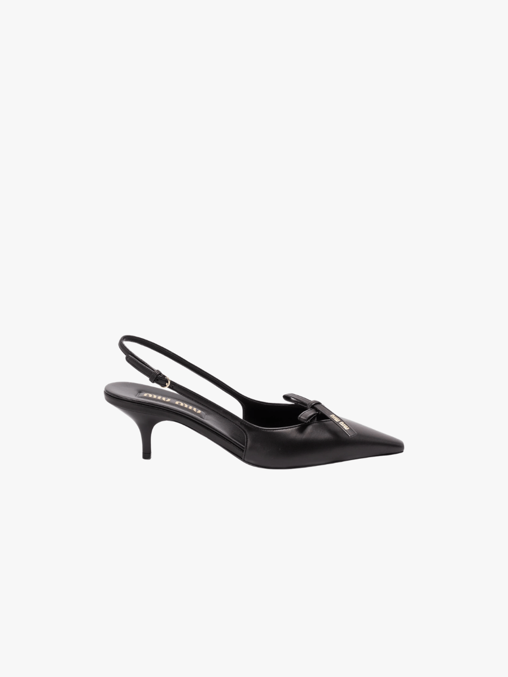 Miu Miu Leather Slingback Pumps with Bow Black Women