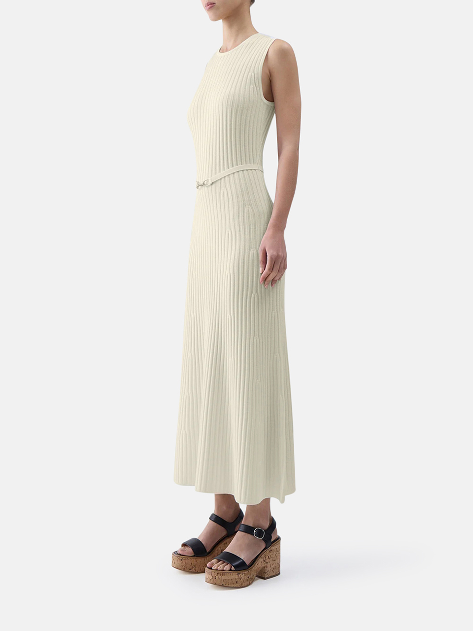Gabriela Hearst Meier knitted midi dress in ivory merino wool and cashmere women's