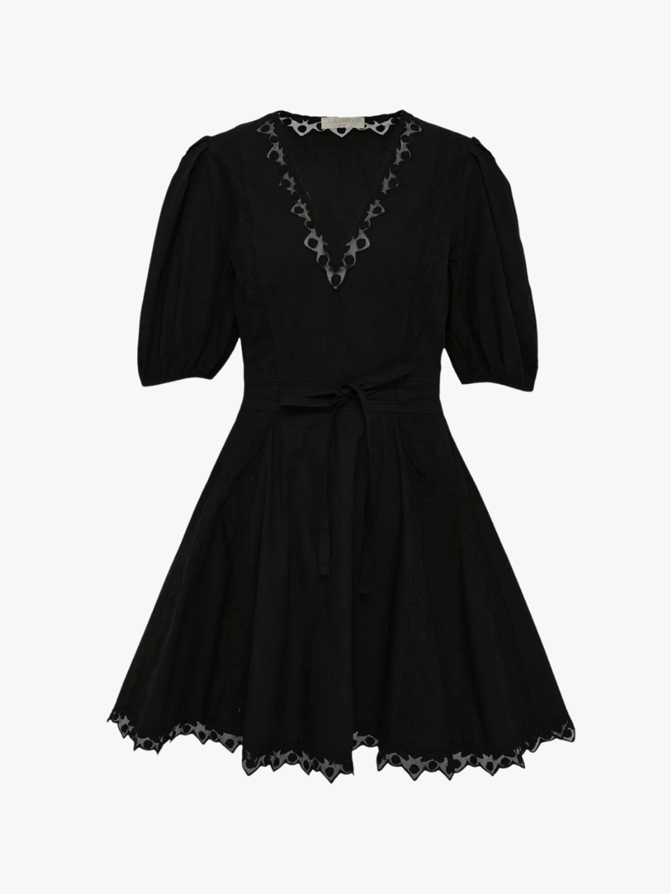 Ulla Johnson Camila Short Sleeve Mini Dress Black Women