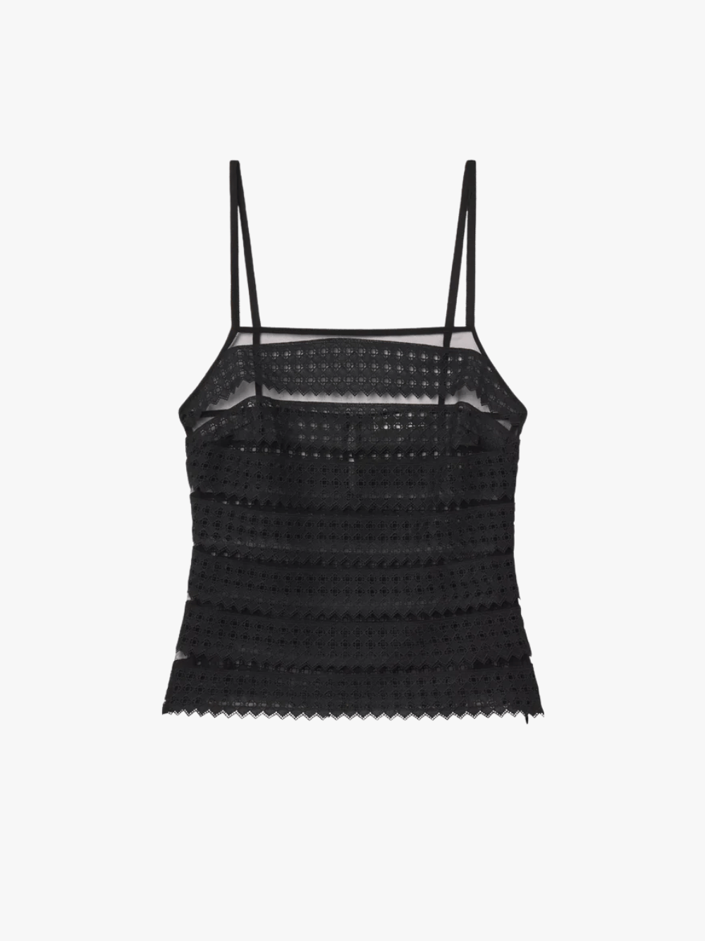 Frame The Lattice Crochet Cami Schwarz Damen Top