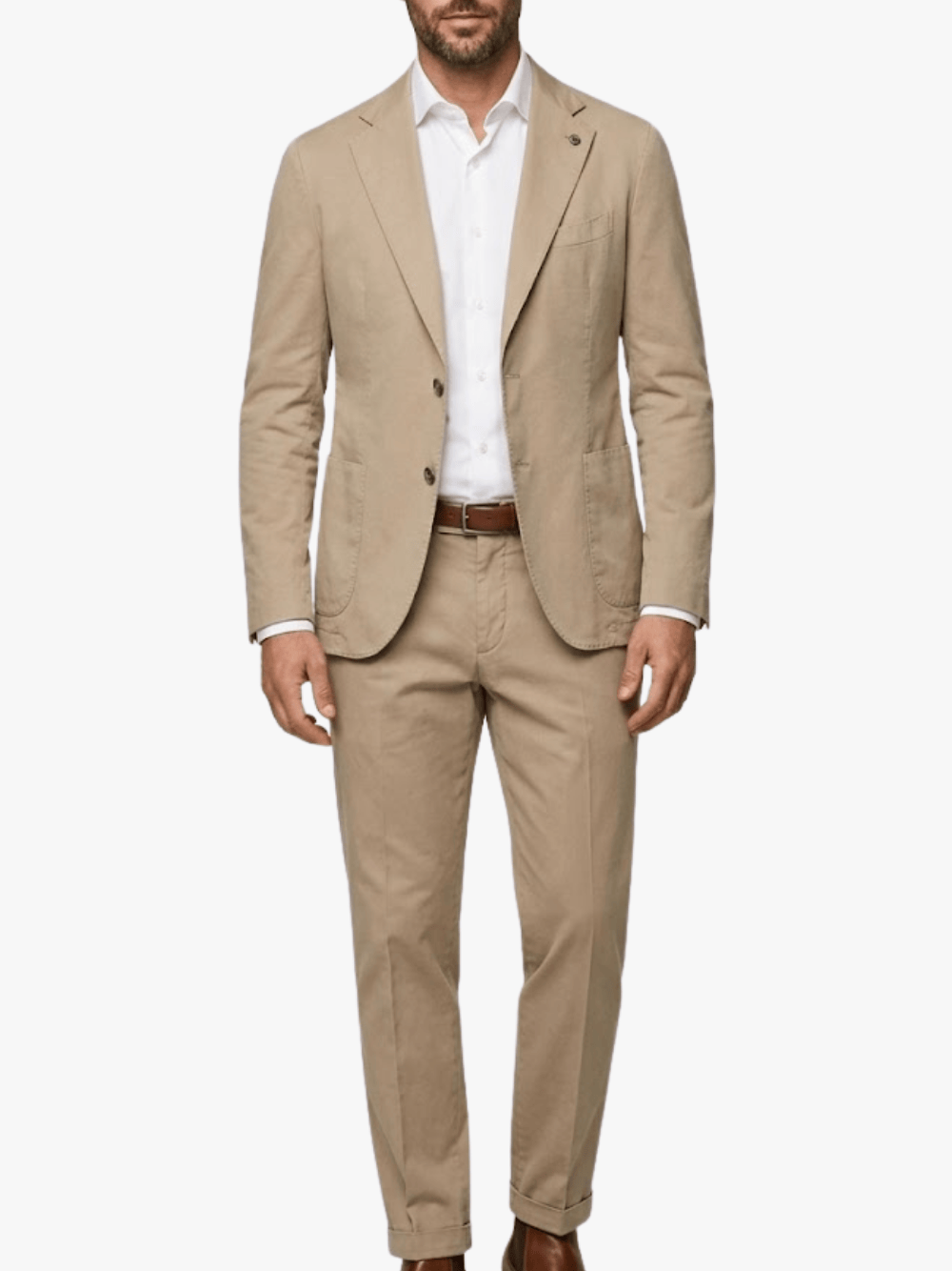 Santaniello Slim Fit Baumwolle Anzug Beige Herren