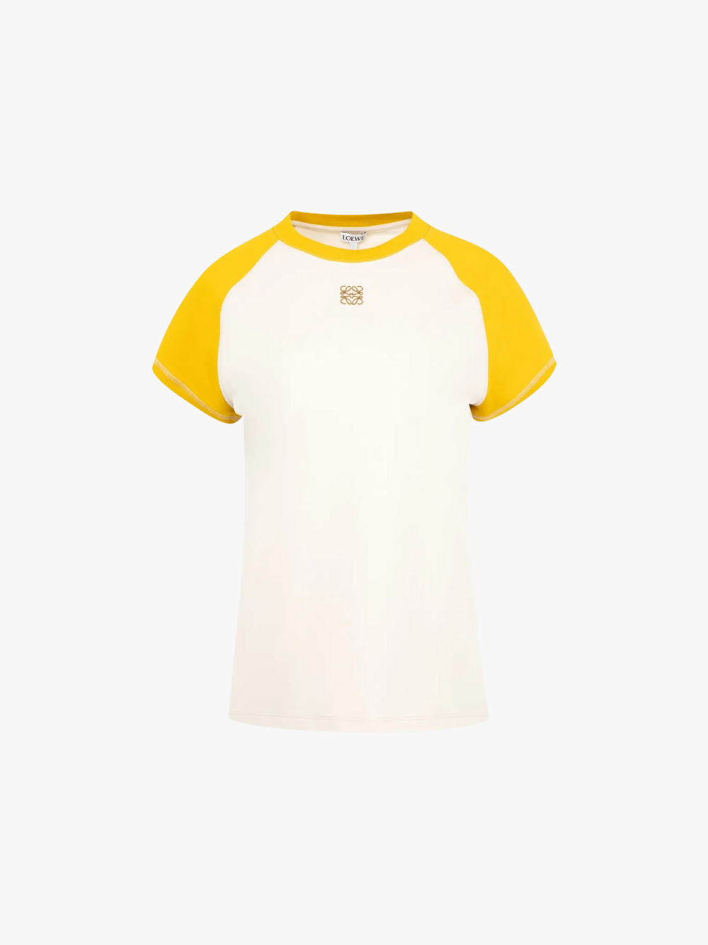 LOEWE T-Shirt mit Raglanärmeln Naturweiß/Gelb Damen