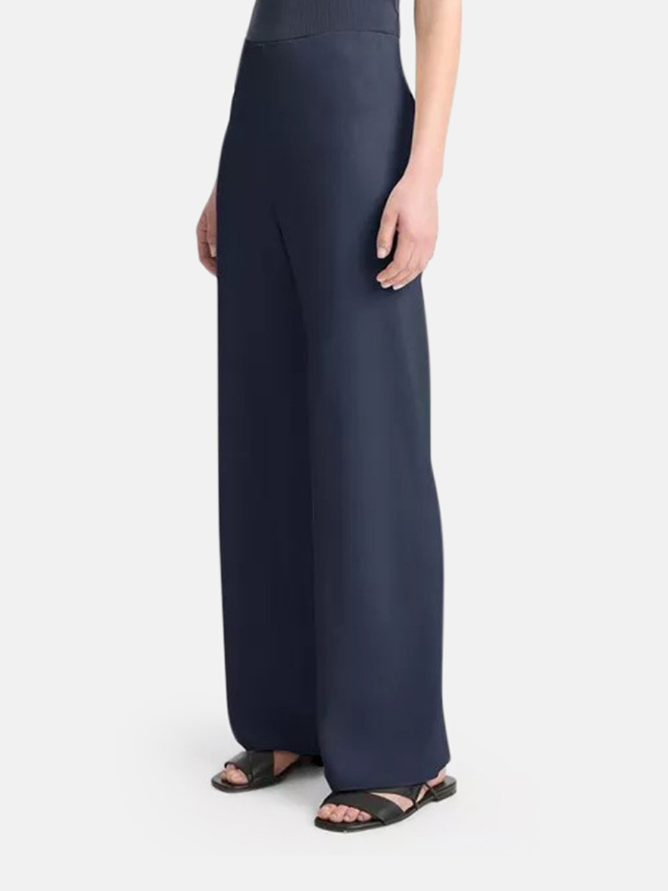 Vince Hochtaillierte Bias-Hose aus Krepp Coastal Blue Damen